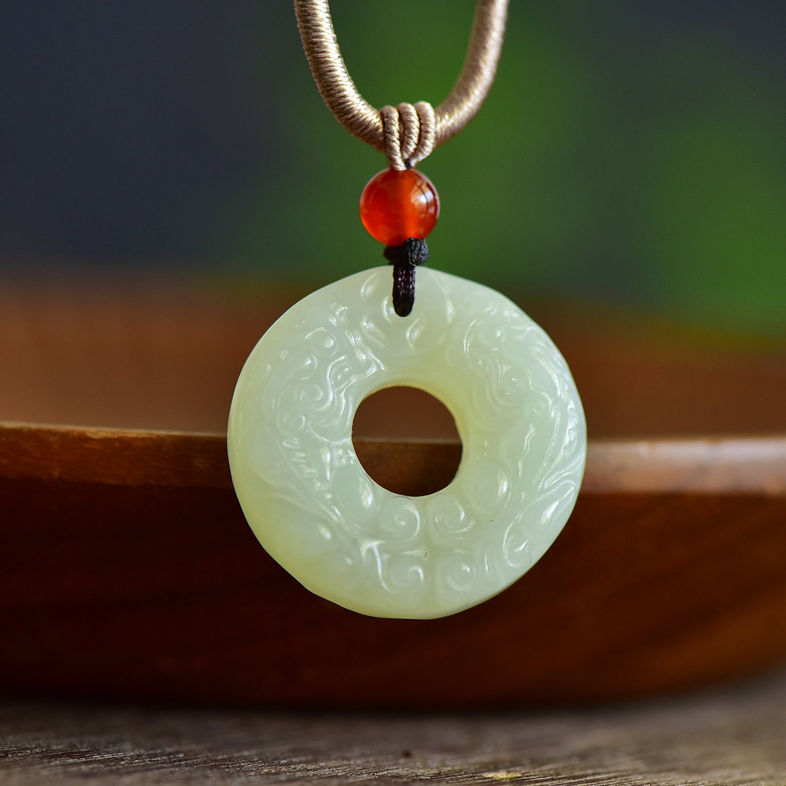 An Exquisite Greenish Jade Auspicious Beast Pendant - 2