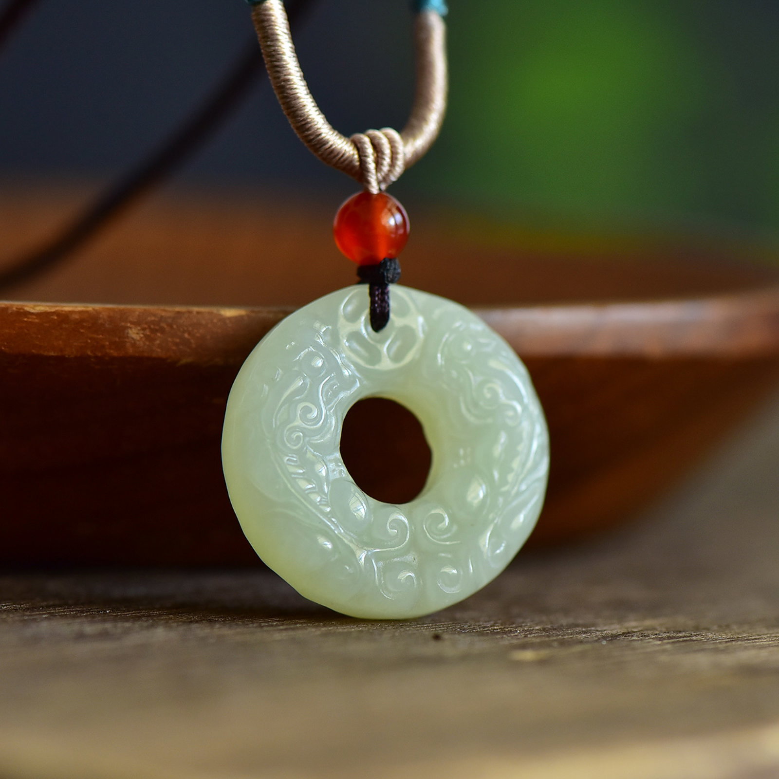 An Exquisite Greenish Jade Auspicious Beast Pendant - 5