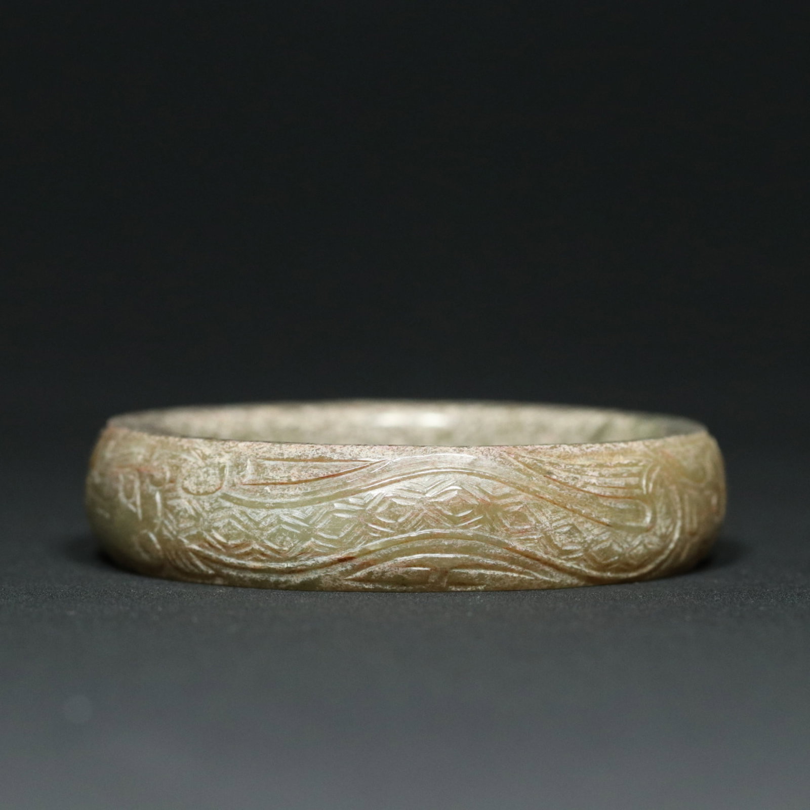 An Exquisite Archaic Jade Beast-Face Pattern Bracelet - 7