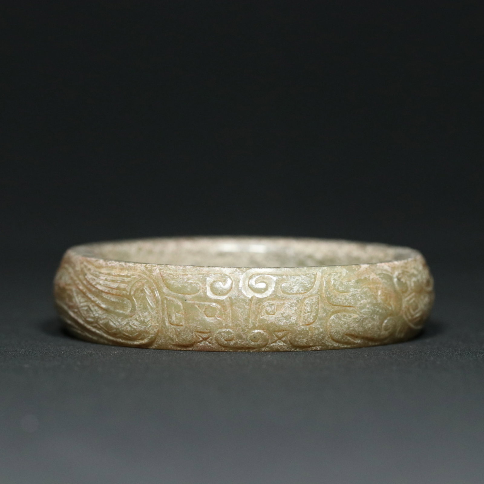 An Exquisite Archaic Jade Beast-Face Pattern Bracelet - 8