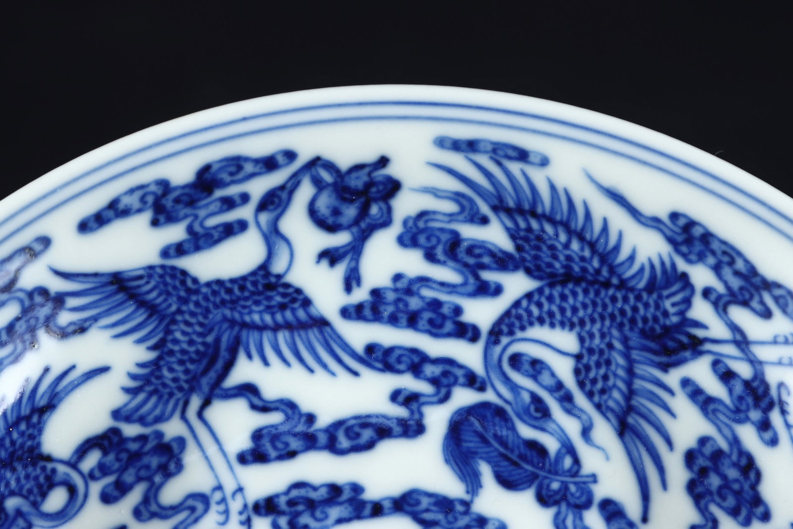 An Exquisite Blue and White Crane Pattern Stem Plate - 7