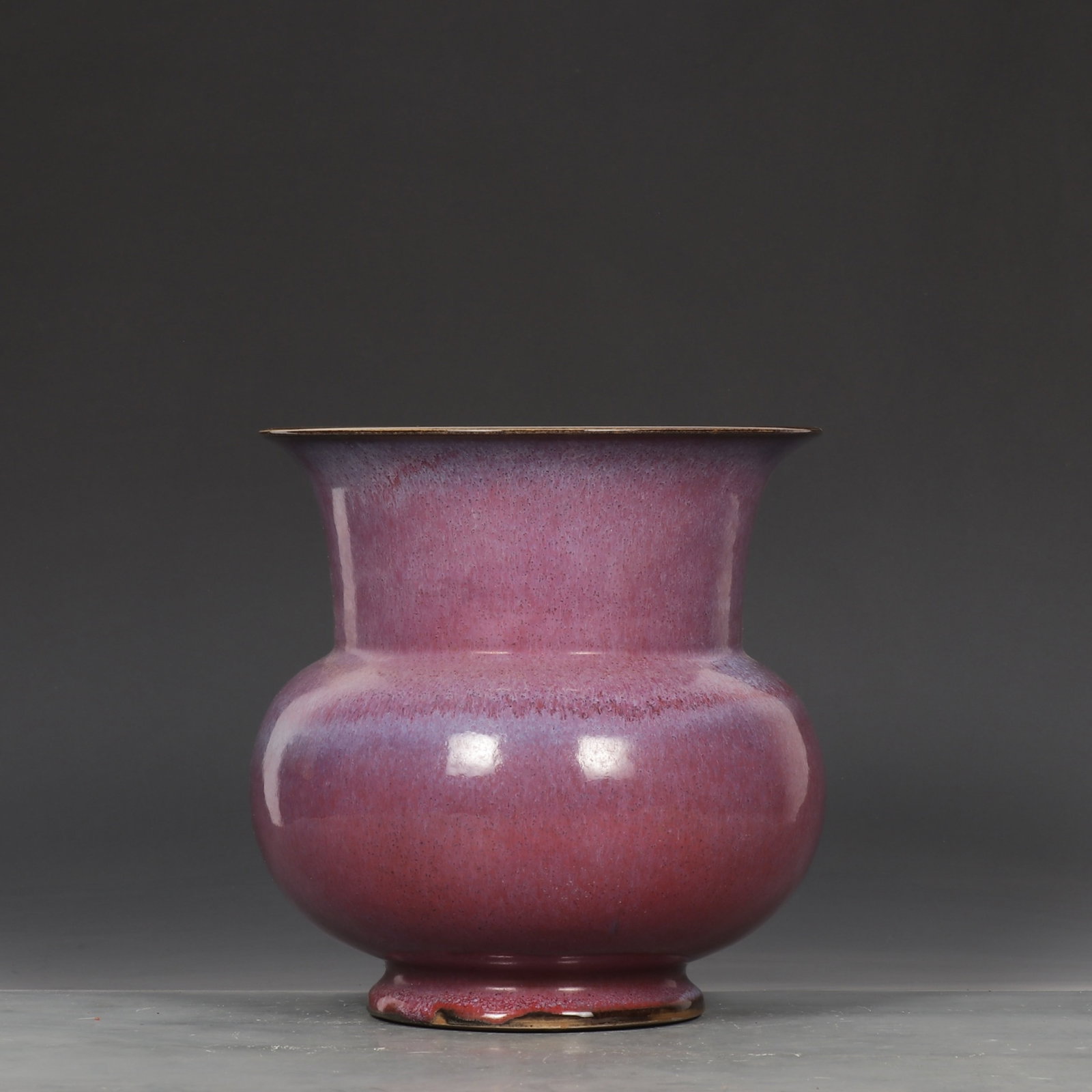 An Exquisite Jun yao Purple Glazed Flowerpot: An Exquisite Jun yao Purple Glazed Flowerpot,Song Dynasty,China ,With Mark,Size:8.7inx8.3in 钧窑紫釉花盆,中国宋代,带款