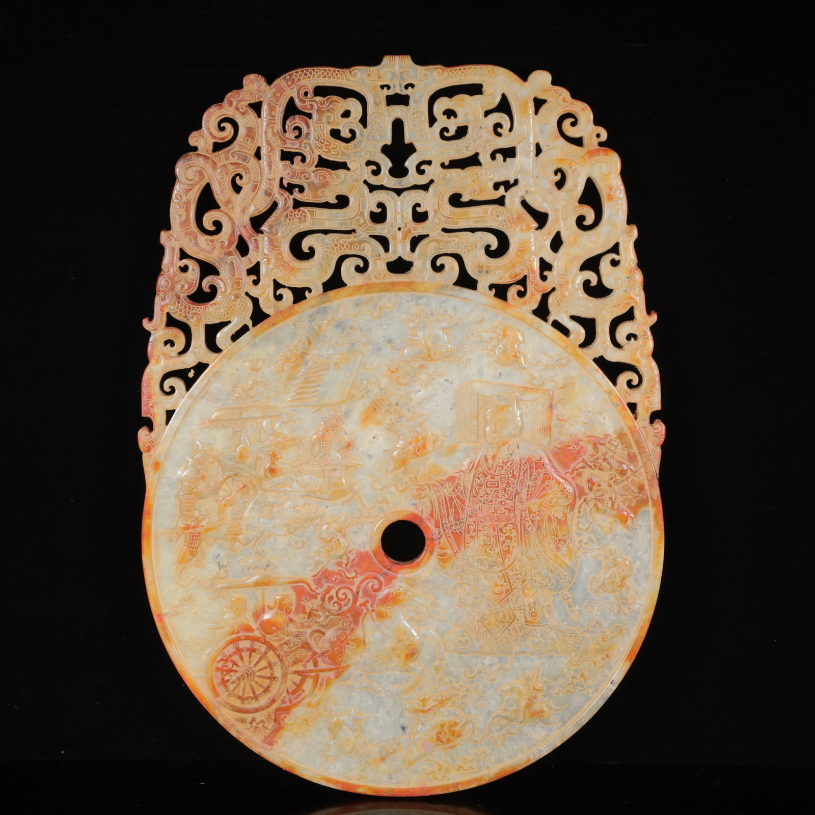 An Exquisite White Jade Figure and Story Pattern Ornament: An Exquisite White Jade Figure and Story Pattern Ornament,Qing Dynasty,China,Size:14.2inx0.8inx19.7in,Weight:4750g