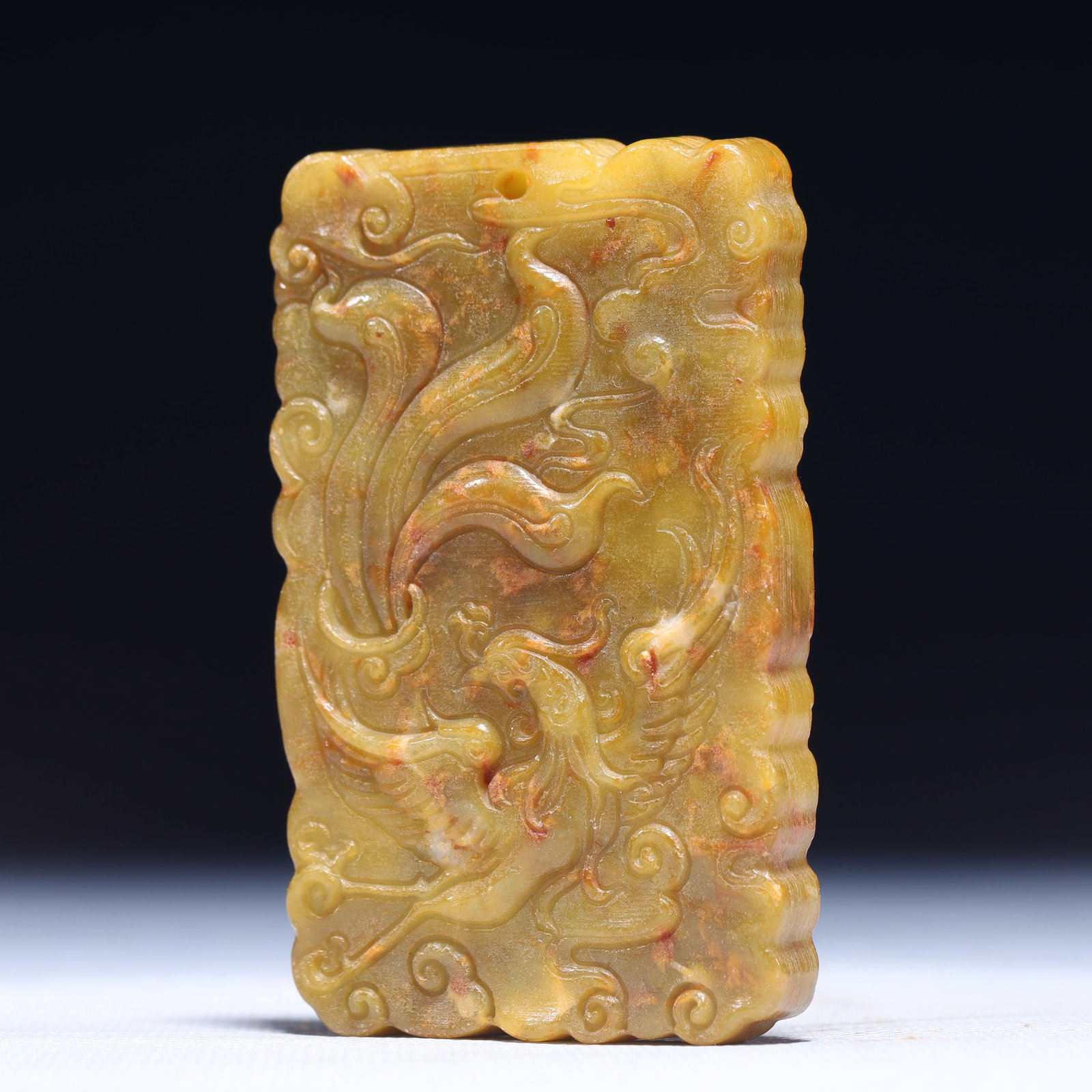 An Exquisite Archaic Jade Auspicious Cloud and Phoenix Pattern Pendant - 2