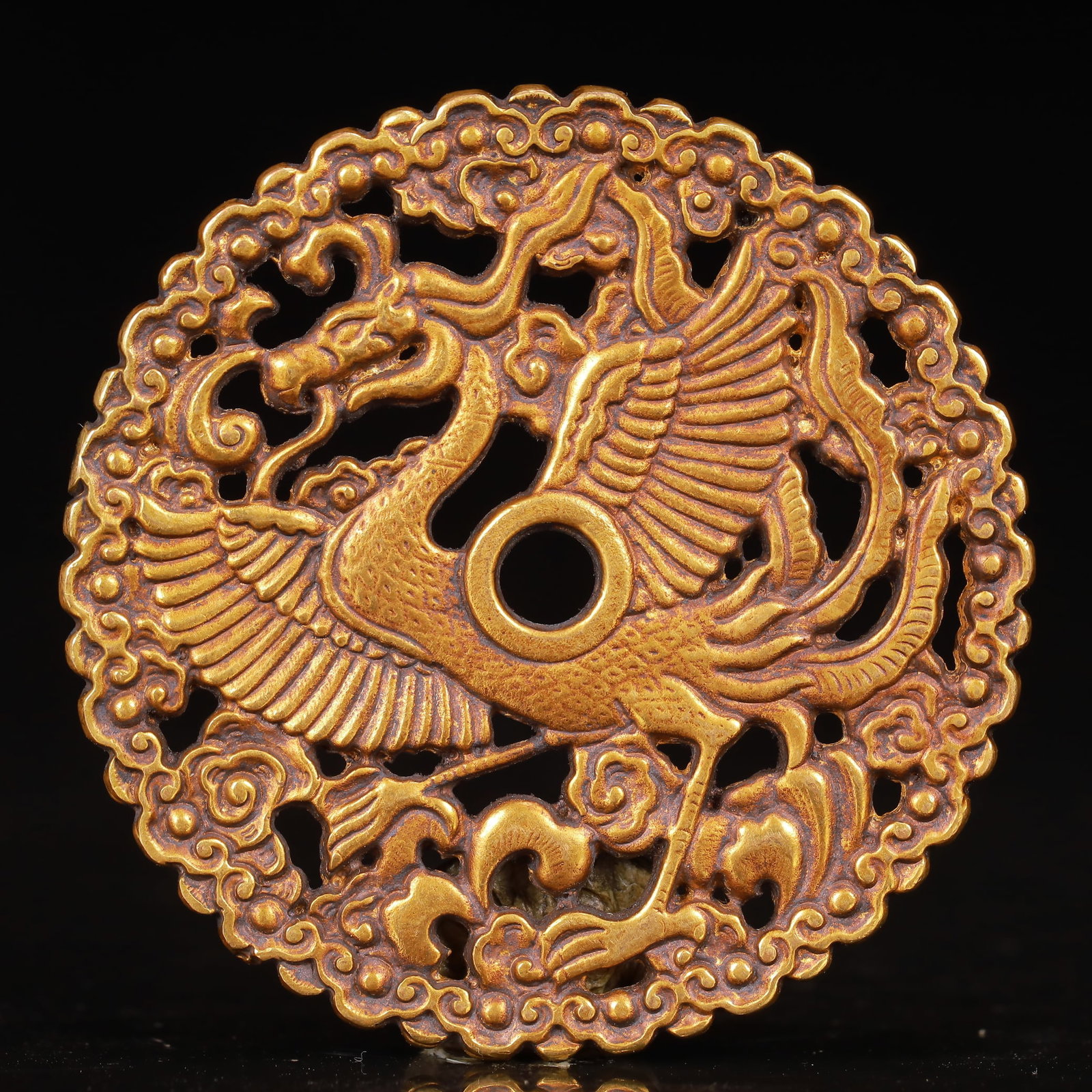 An Exquisite Gilt Bronze Phoenix Pattern Coin - 2
