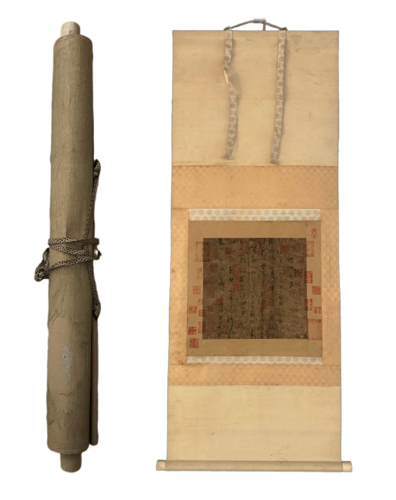 A Chinese Vertical Scroll Ink Calligraphy on Paper: A Chinese Vertical Scroll Ink Calligraphy on Paper,Yang Ningshi,Size:14.4inx14.4in 一幅中国水墨书法立轴,杨凝式