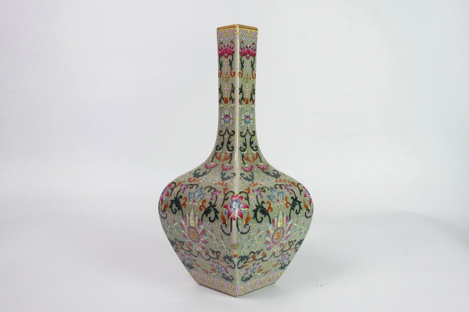 A Rare Celadon Glazed Lotus Pattern Vase - 2