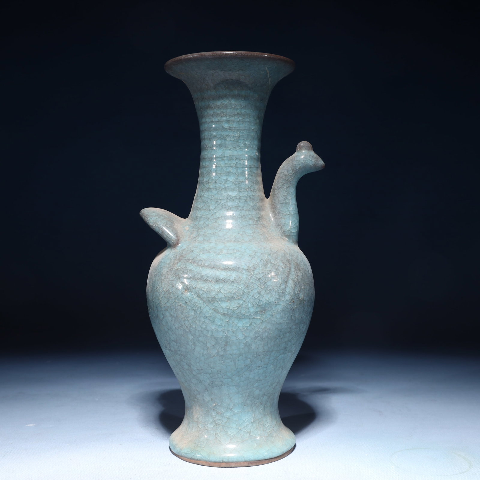 An Exquisite Sky Blue Glazed Peacock Vase (1 of 10)