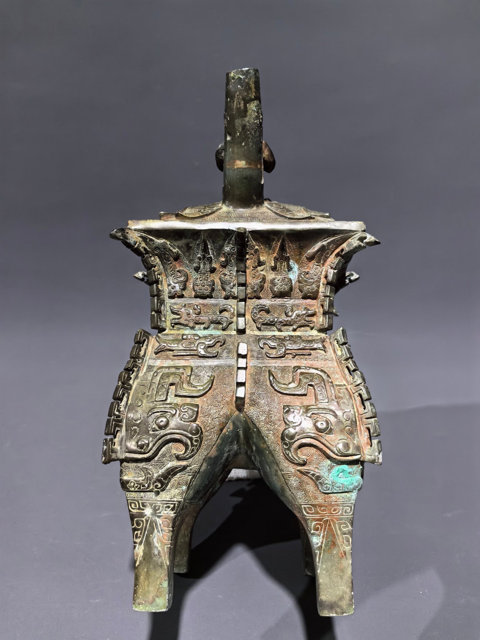 An Archaic Bronze Taotie Pattern Pot - 4