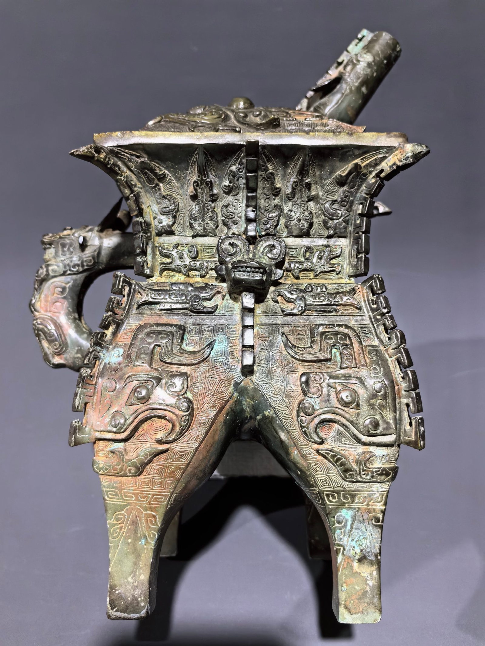 An Archaic Bronze Taotie Pattern Pot - 5
