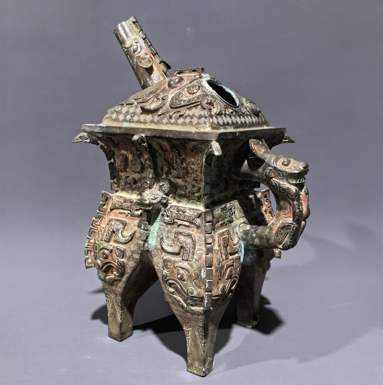 An Archaic Bronze Taotie Pattern Pot - 9