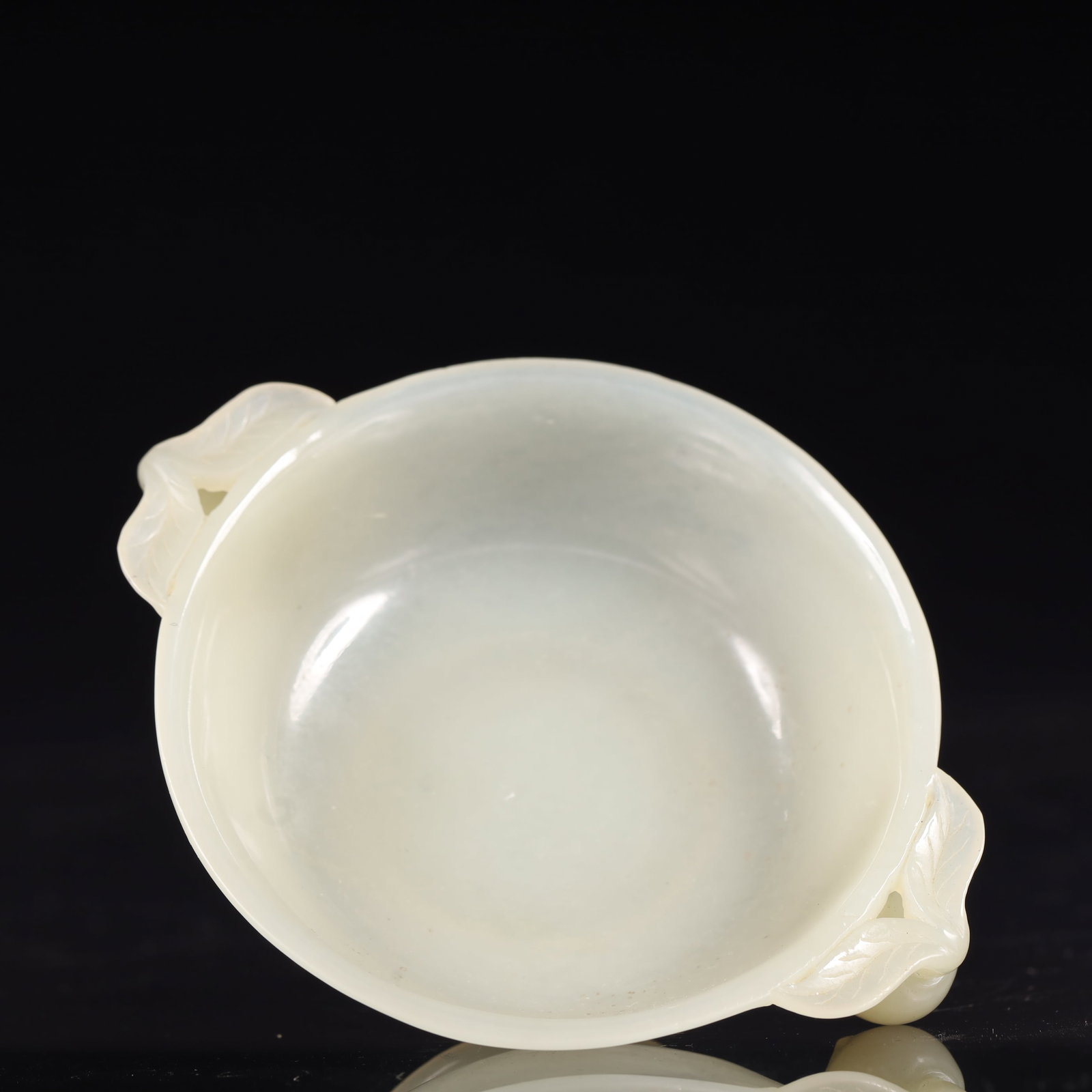 An Exquisite White Jade Peach Pattern Double-Ears Cup - 6