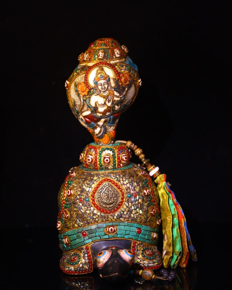 An Exquisite Meteorite Inlaid Dzi Bead and Turquoise Turtle Ornament (1 of 9)