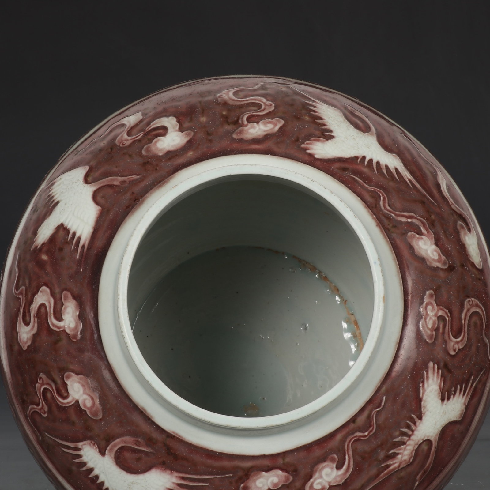 A Rare Underglaze-Red Auspicious Cloud and Dragon Pattern Jar - 8