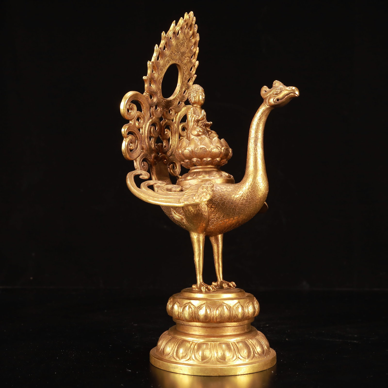 A Rare Gilt Bronze Statue of Peacock Bodhisattva (1 of 11)