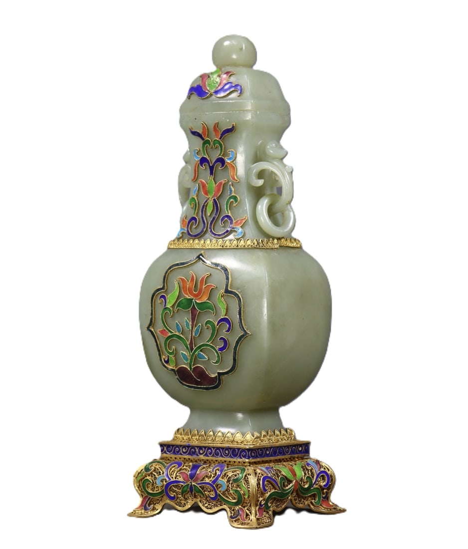 An Exquisite Gilt Silver Flower Pattern Double-Ears Bottle - 3