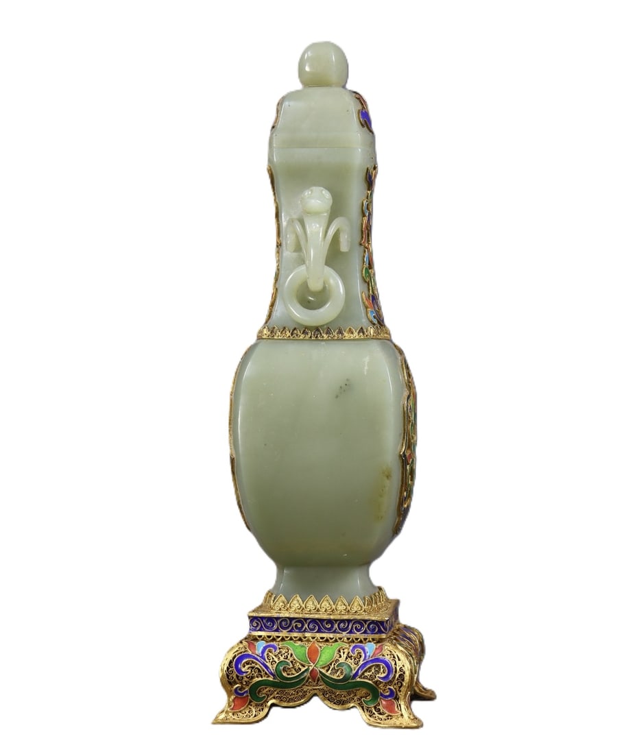 An Exquisite Gilt Silver Flower Pattern Double-Ears Bottle - 4