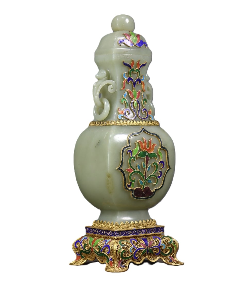 An Exquisite Gilt Silver Flower Pattern Double-Ears Bottle - 5