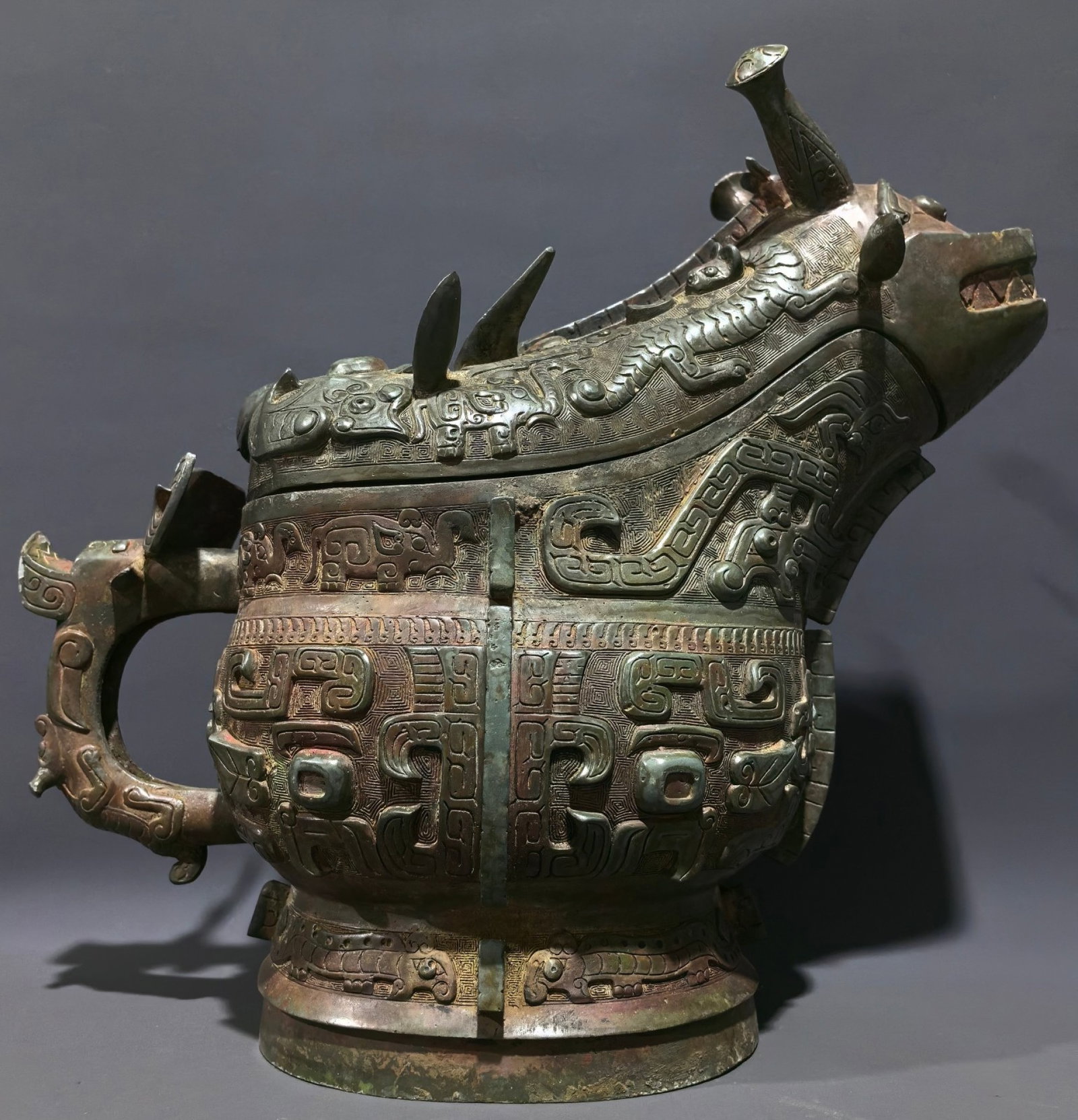 An Archaic Bronze Taotie Pattern Beast-Shaped Cup (1 of 9)