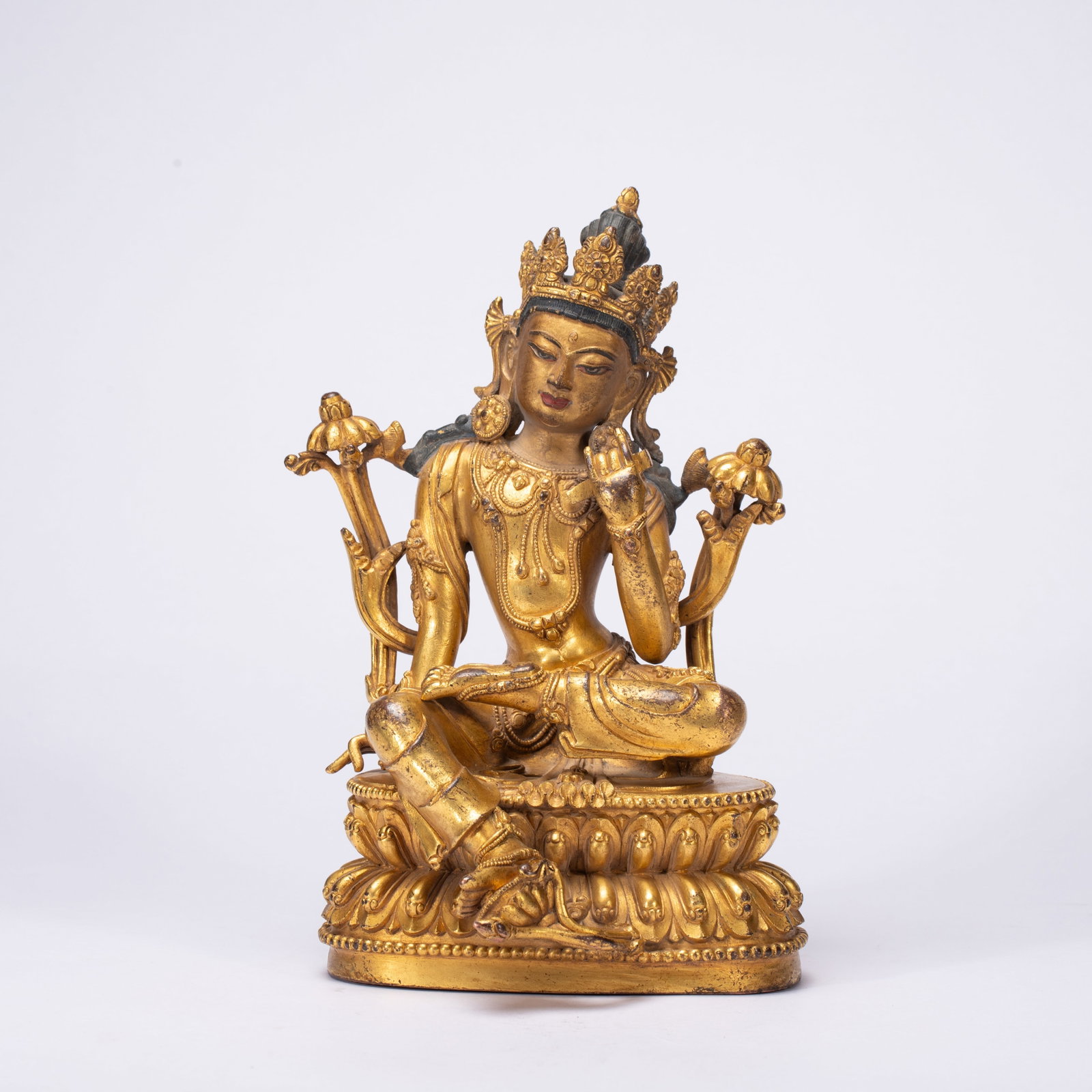 A Solemn Gilt Bronze Statue of Avalokitesvara (1 of 9)