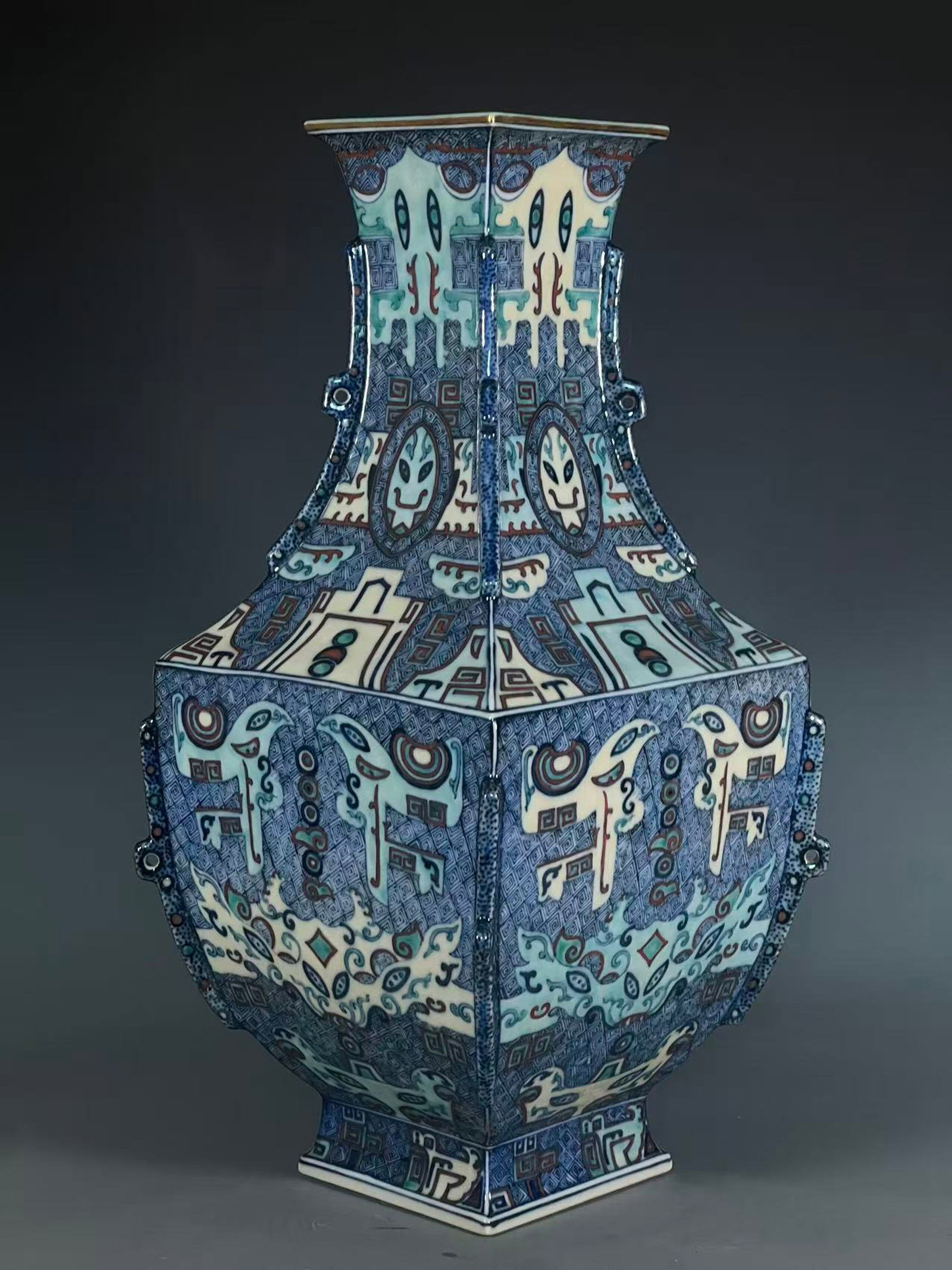 A Huge Doucai Beast-Face Pattern Vase - 5