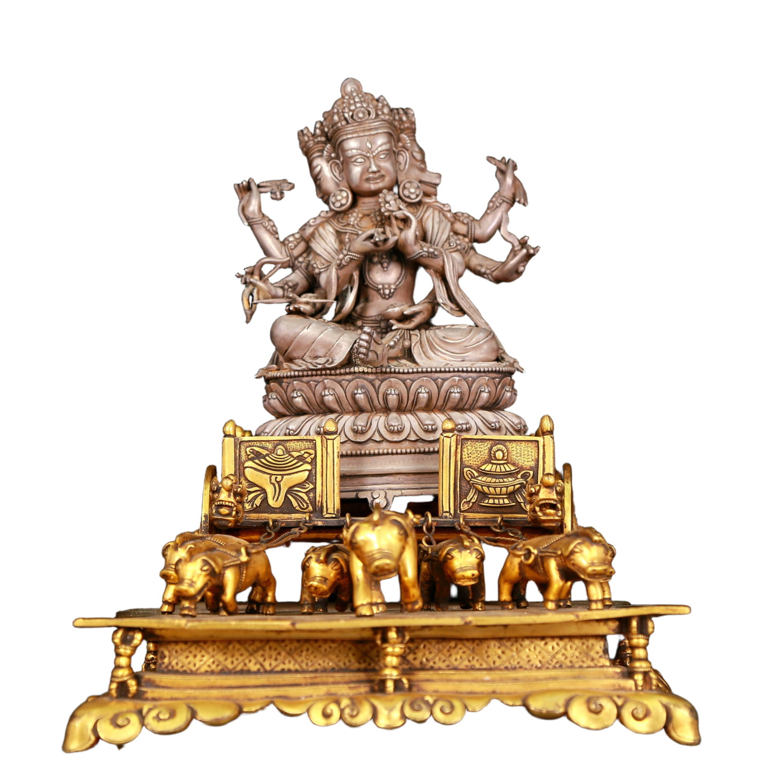 A stunning gilt bronze and silver statue of the Mori branch (1 of 7)