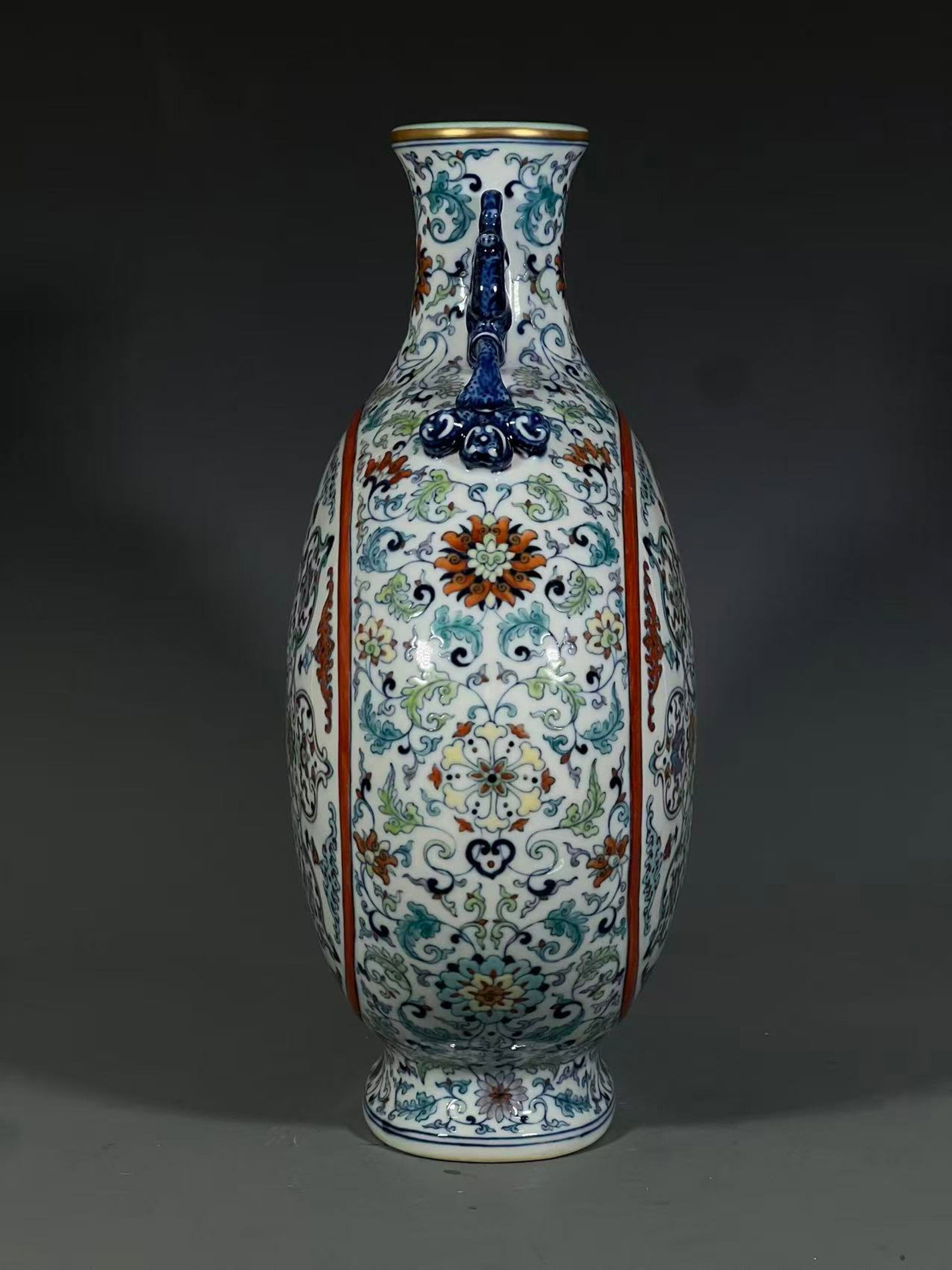 A Huge Doucai Lotus Pattern Double-Ears Vase - 2