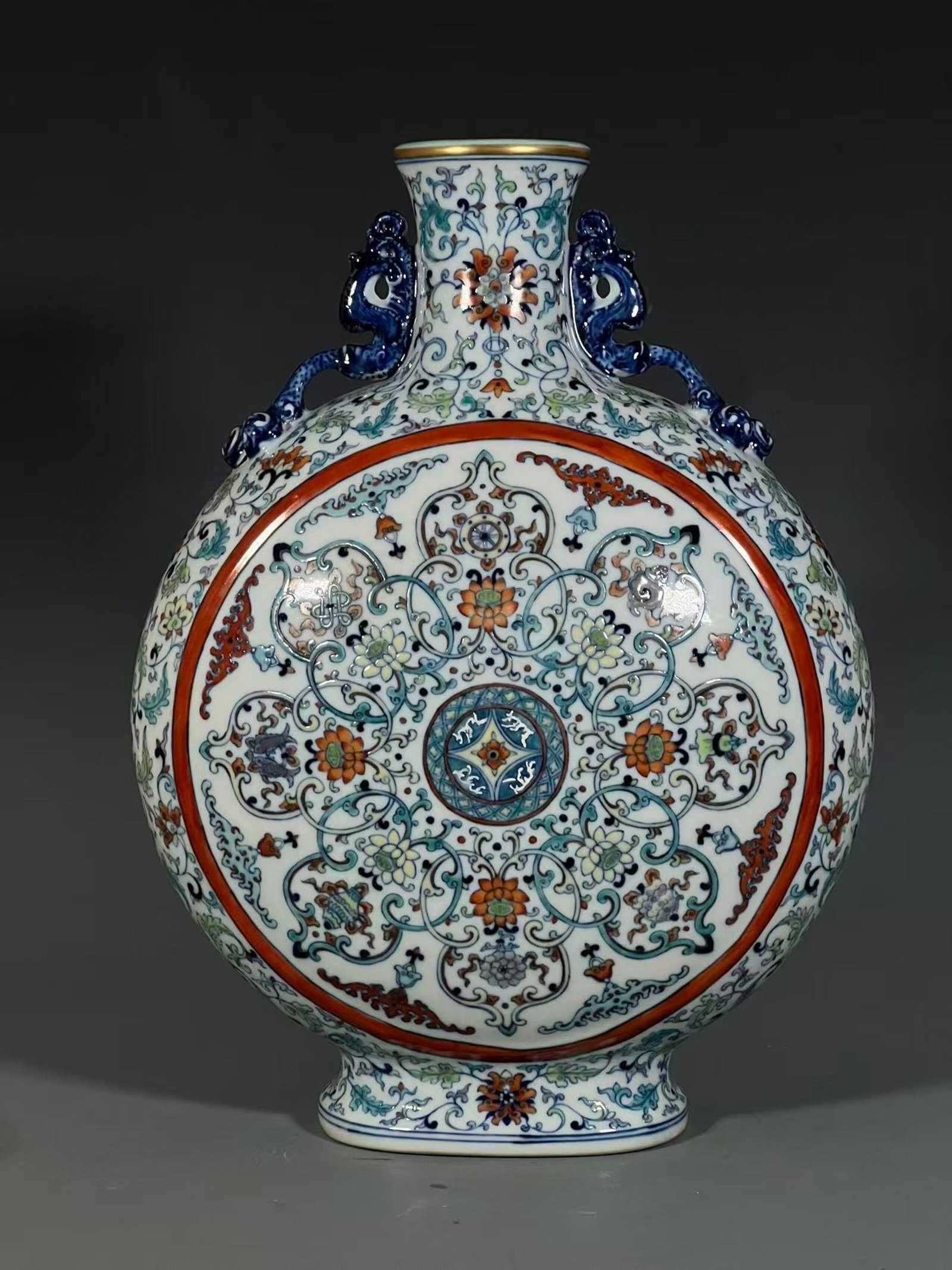 A Huge Doucai Lotus Pattern Double-Ears Vase - 3