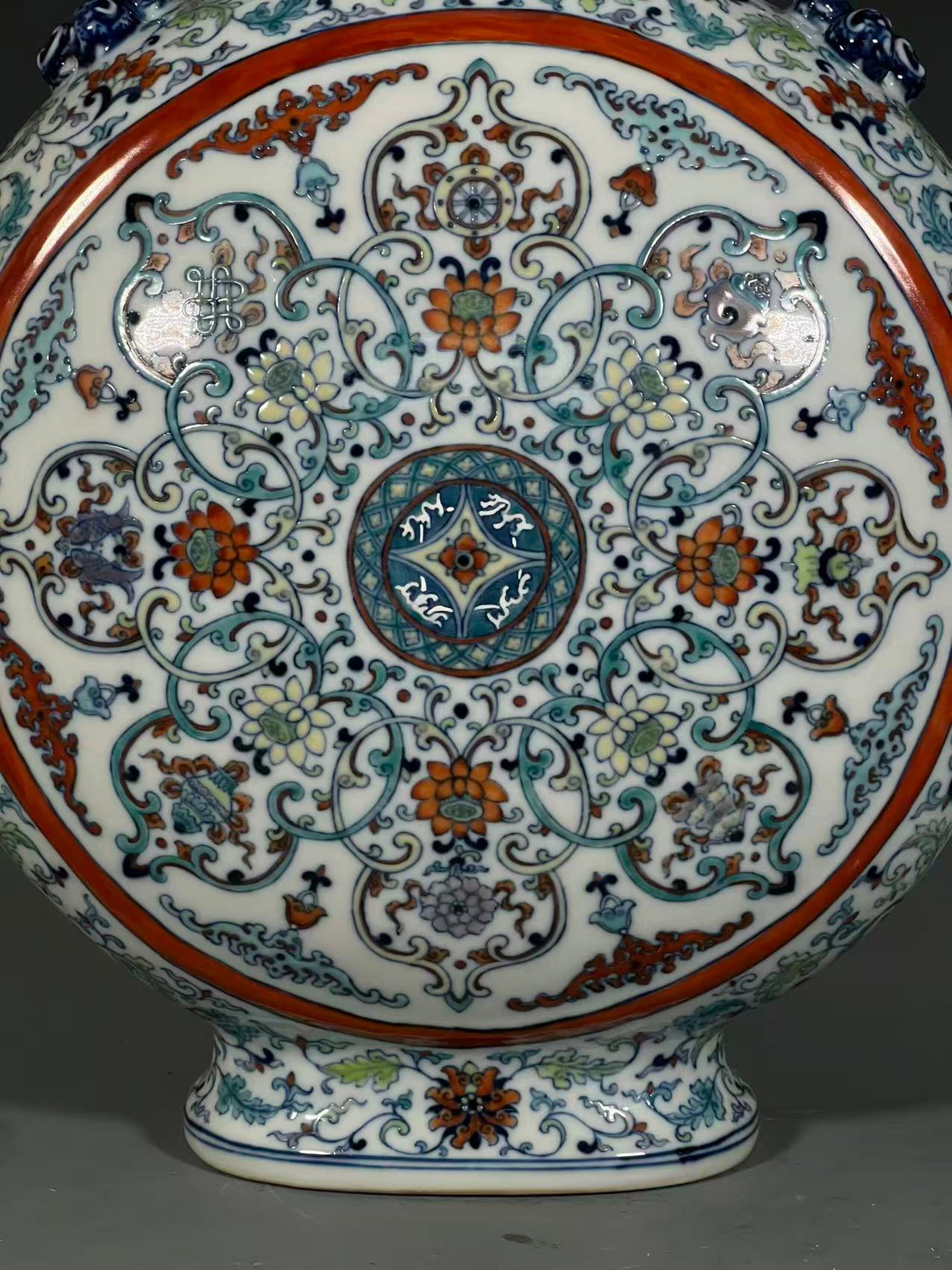 A Huge Doucai Lotus Pattern Double-Ears Vase - 5