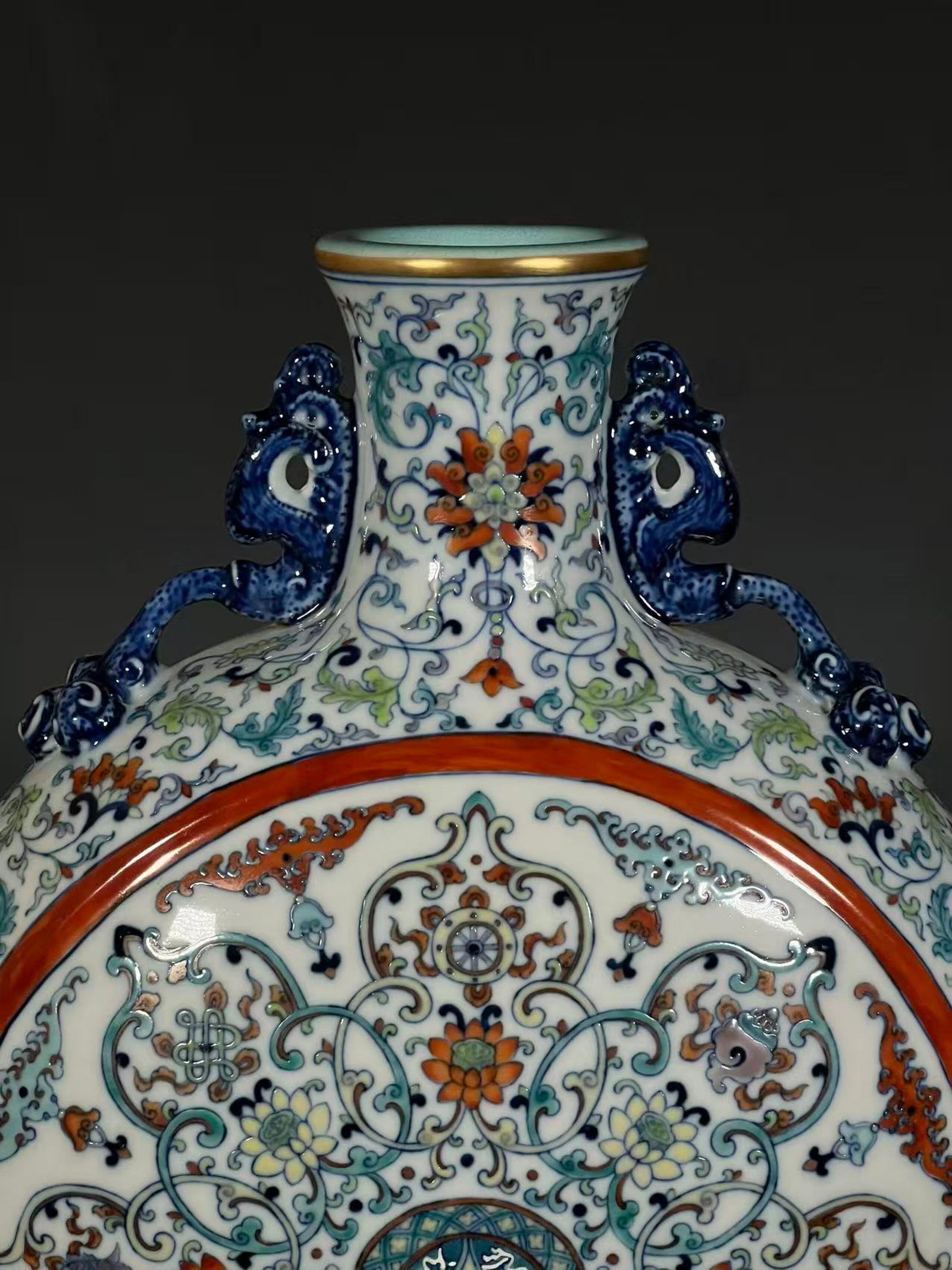 A Huge Doucai Lotus Pattern Double-Ears Vase - 6