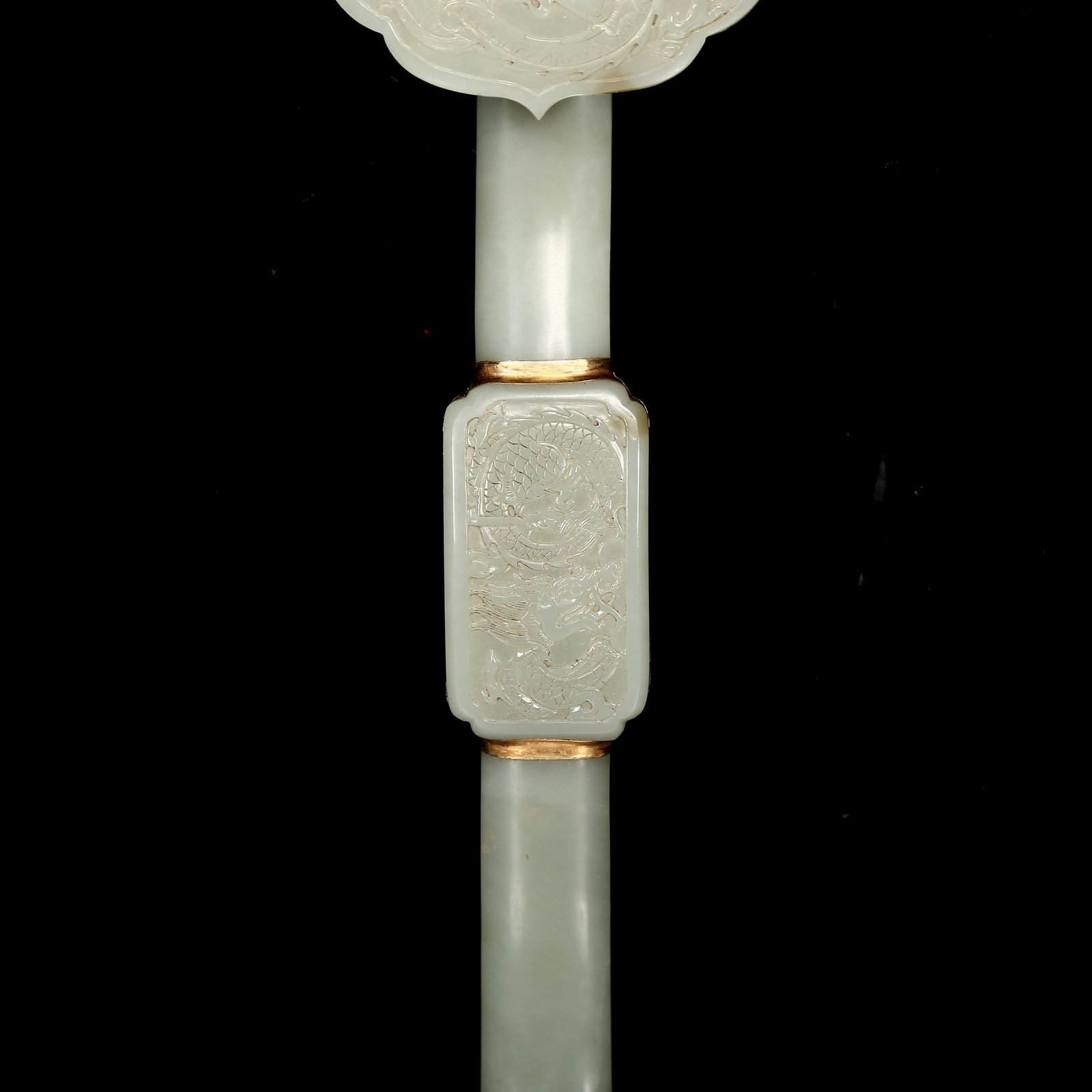 A Rare White Jade Dragon Pattern Ruyi - 3