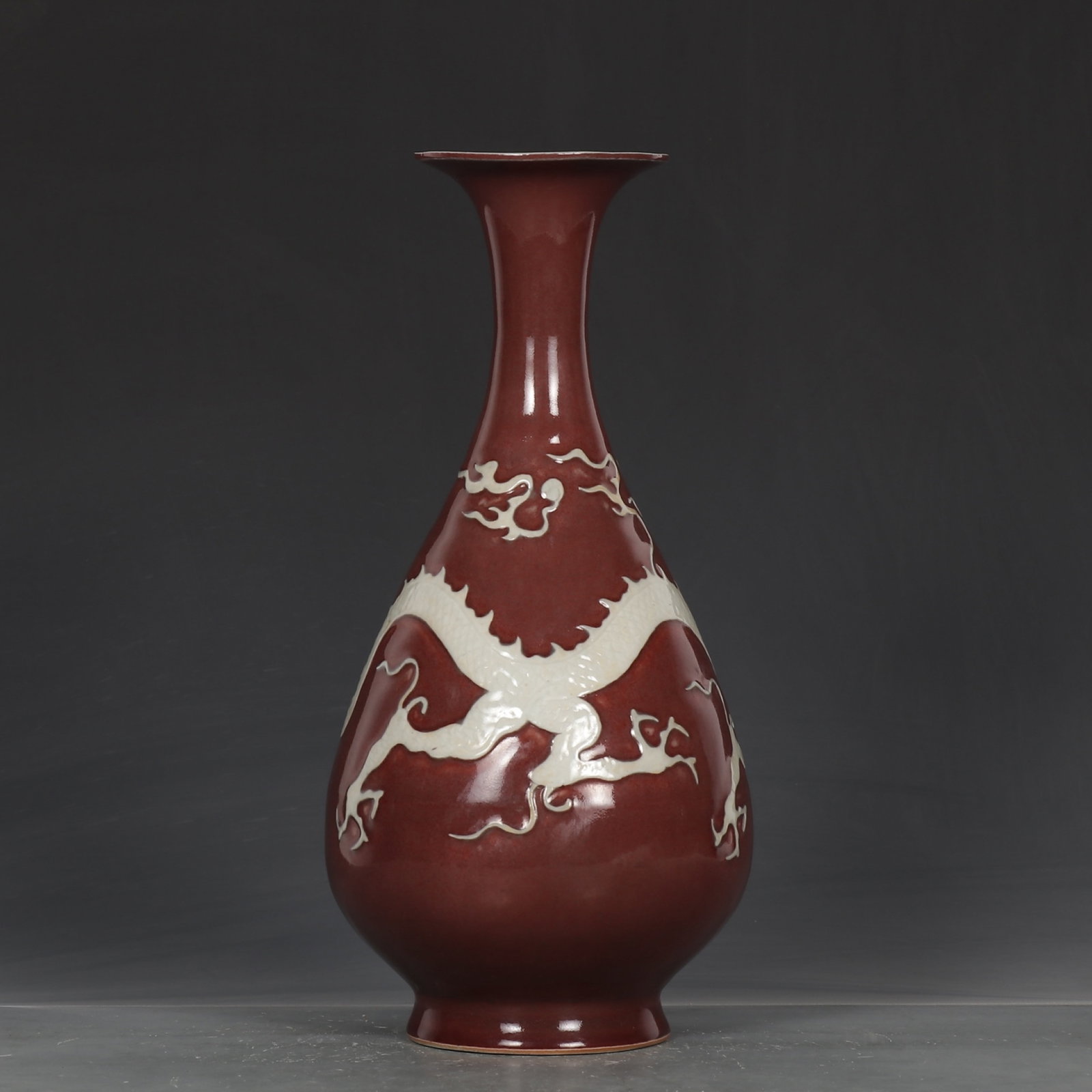 A Rare Underglaze-Red Dragon Pattern Vase - 5
