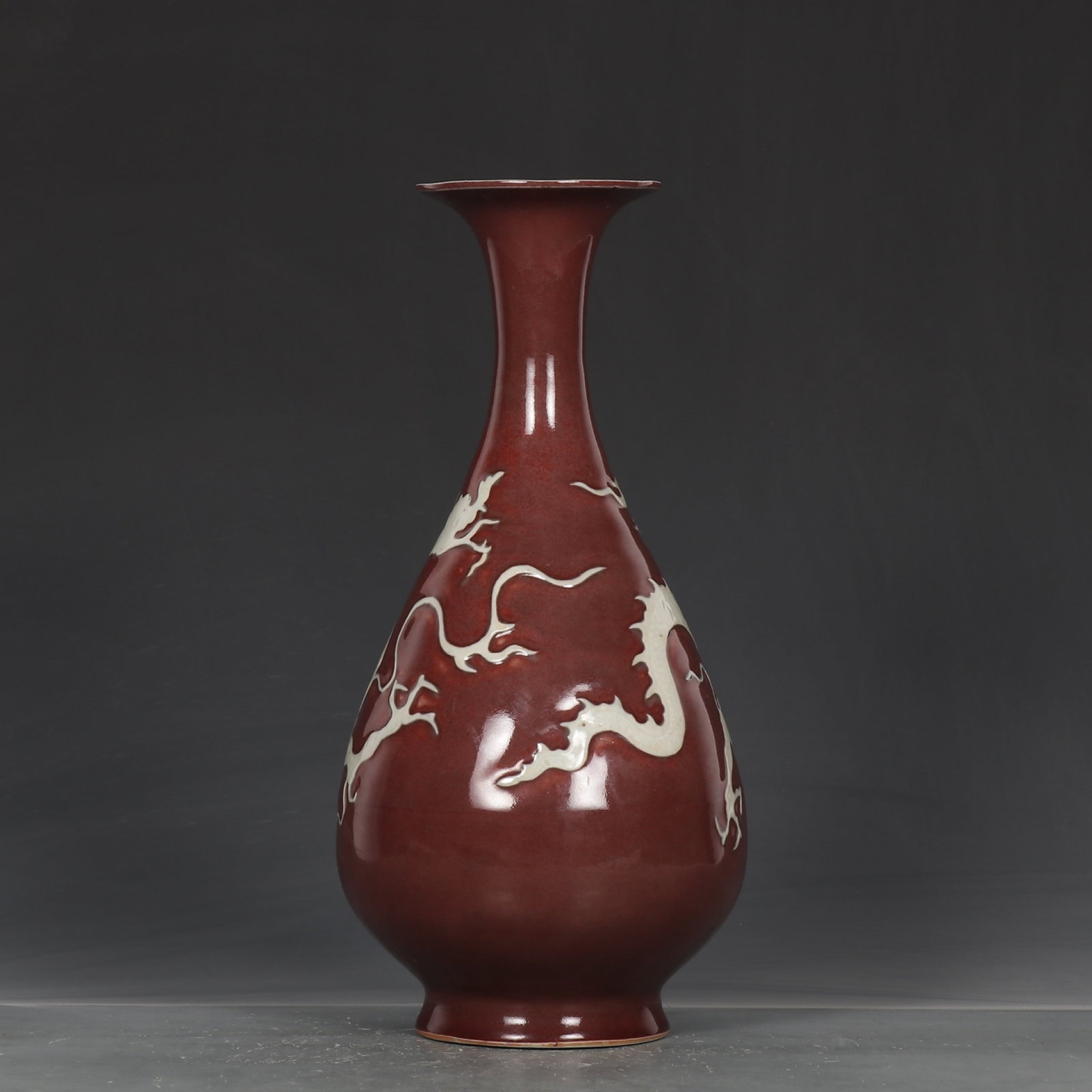 A Rare Underglaze-Red Dragon Pattern Vase - 6