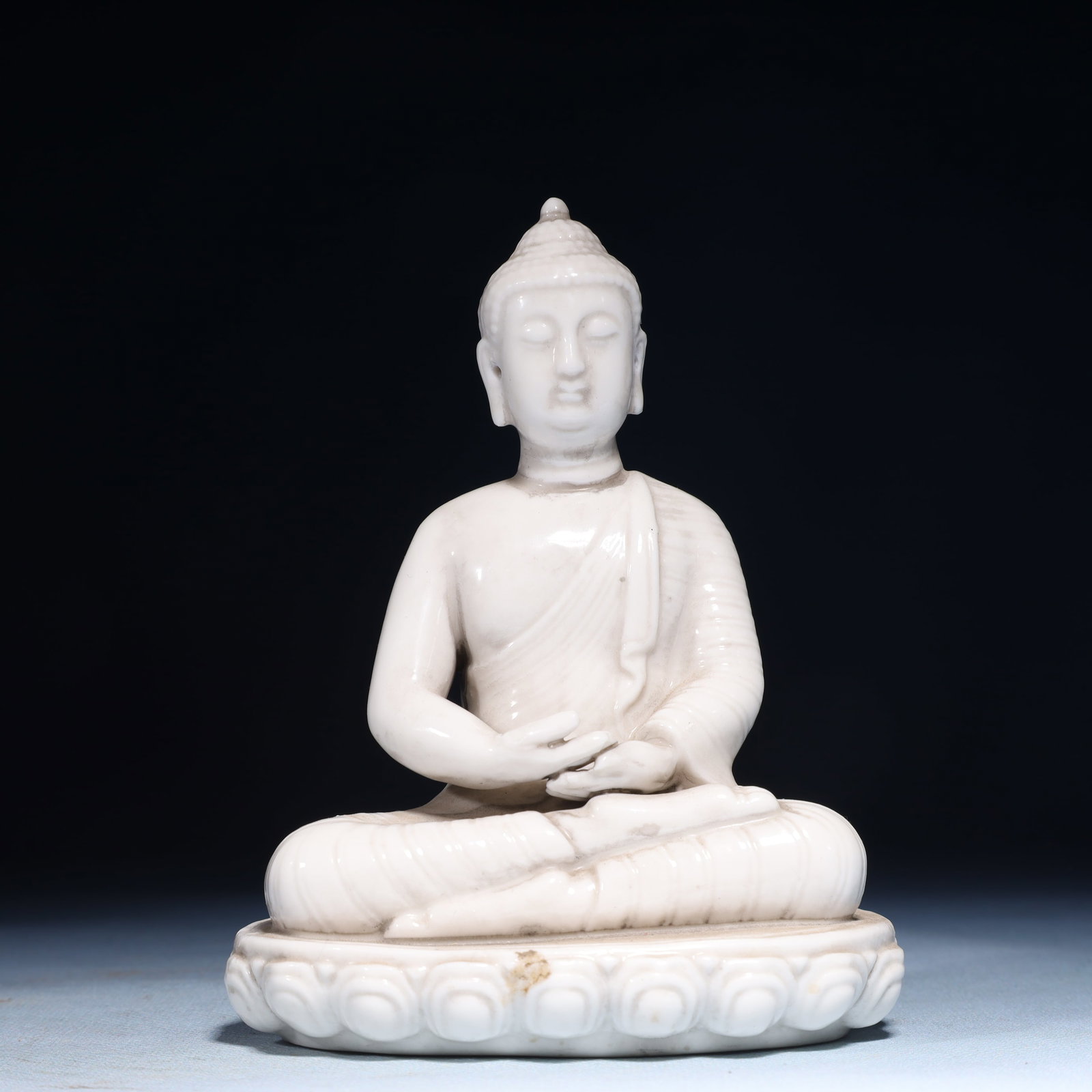 A Solemn Blance-De-Chine Statue of Sakyamuni: A Solemn Blance-De-Chine Statue of Sakyamuni Blance-De-Chine Statue of Sakyamuni,Ming Dynasty,China,He Chaozong Mark,Size:4.1inx3inx5.5in,Weight:200g