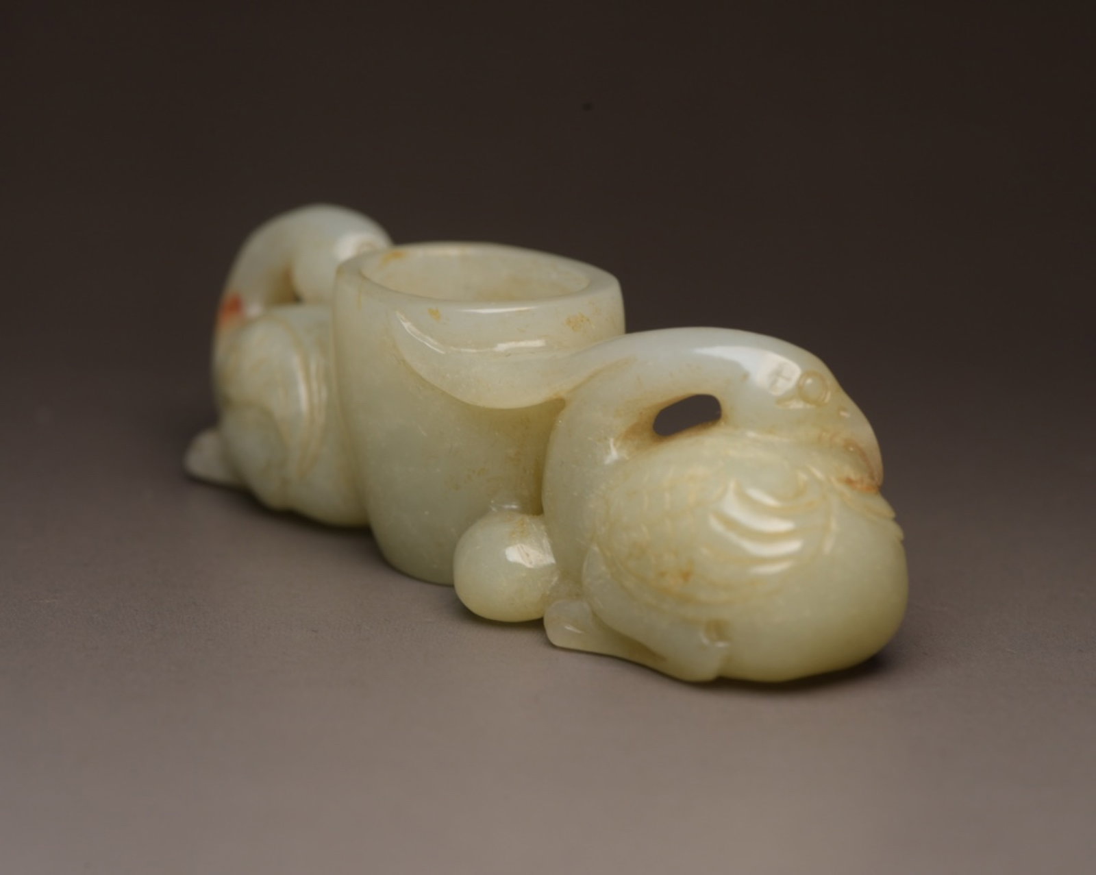 An Exquisite White Jade Beast Cup - 4