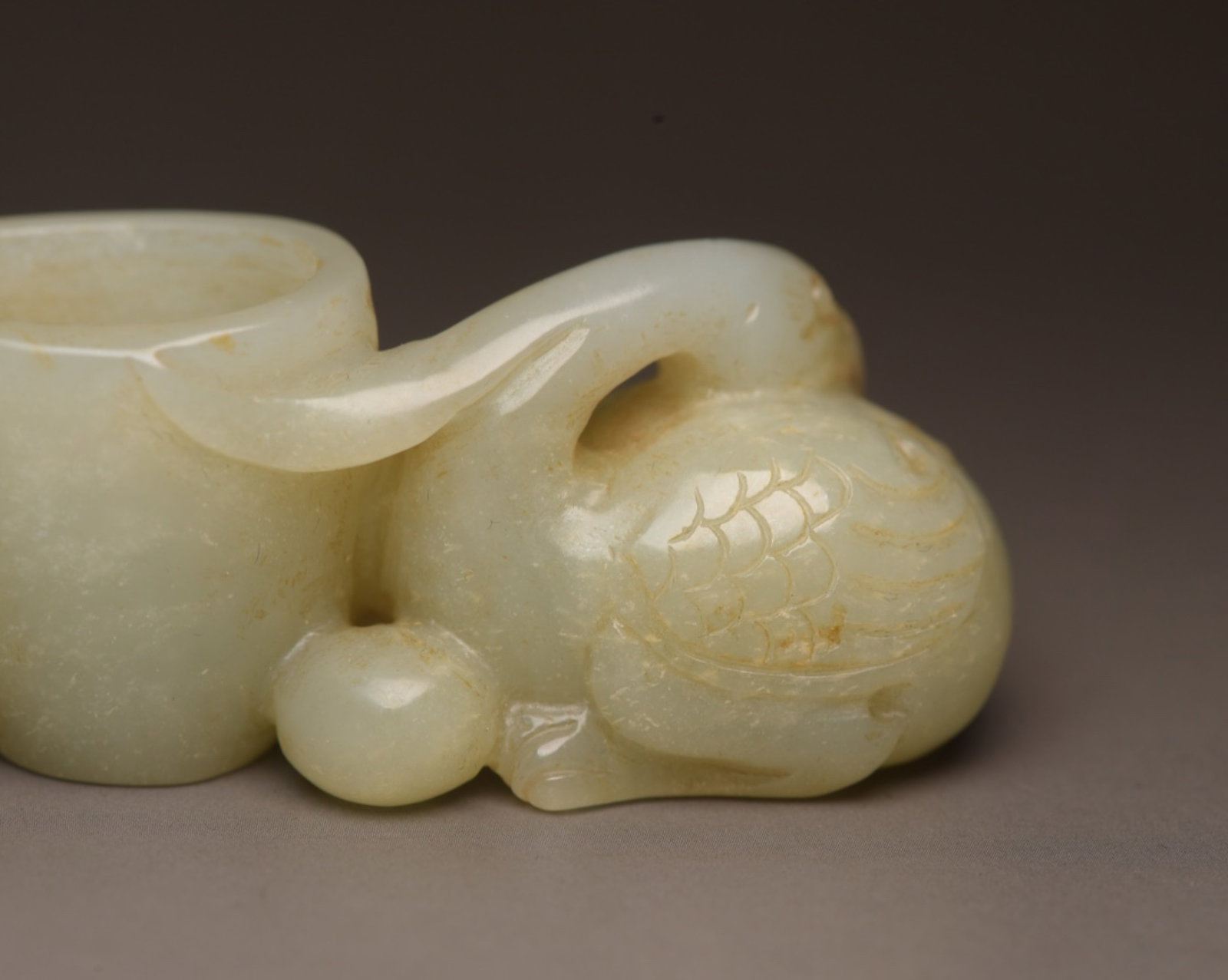 An Exquisite White Jade Beast Cup - 8