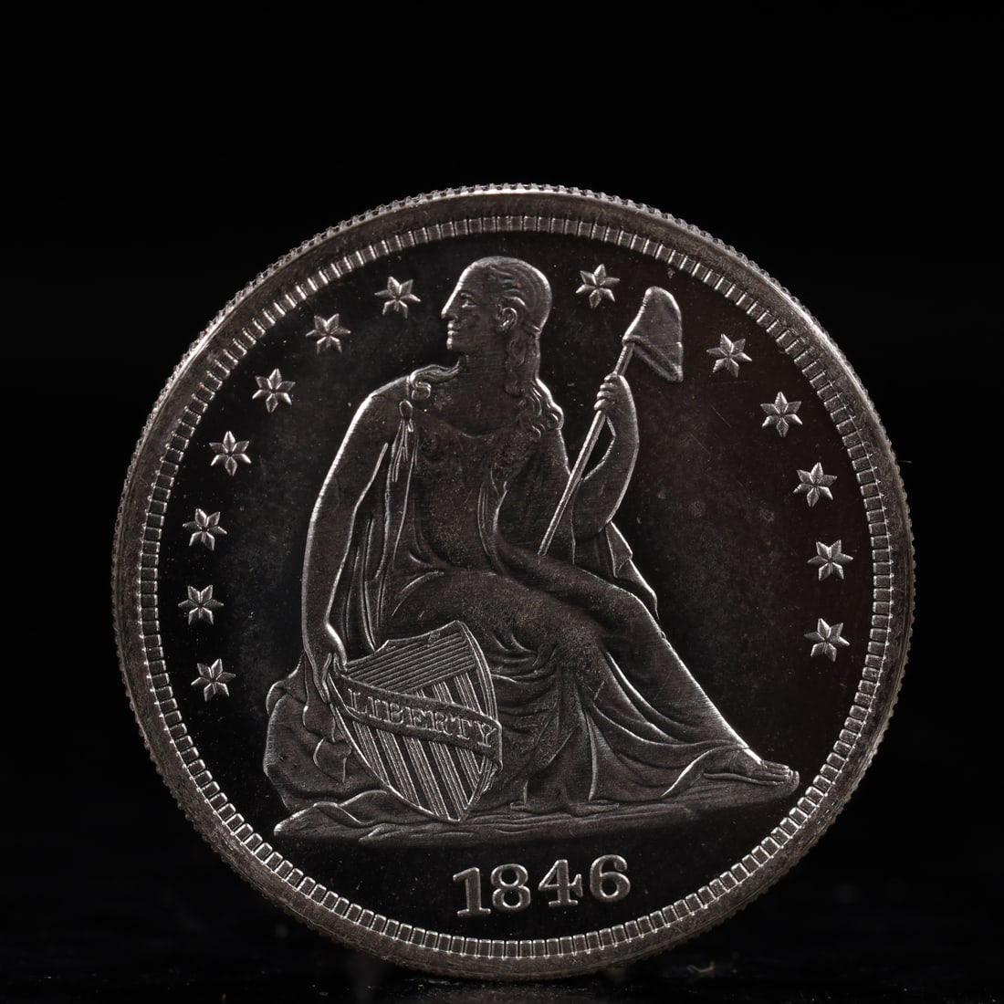 USA One Dollar 1846 Coin: American coin. IN GOD WE TRUST / LIBERTY / 1846 / UNITED STATES OF AMERICA / ONE DOL. Weight:26.9g.