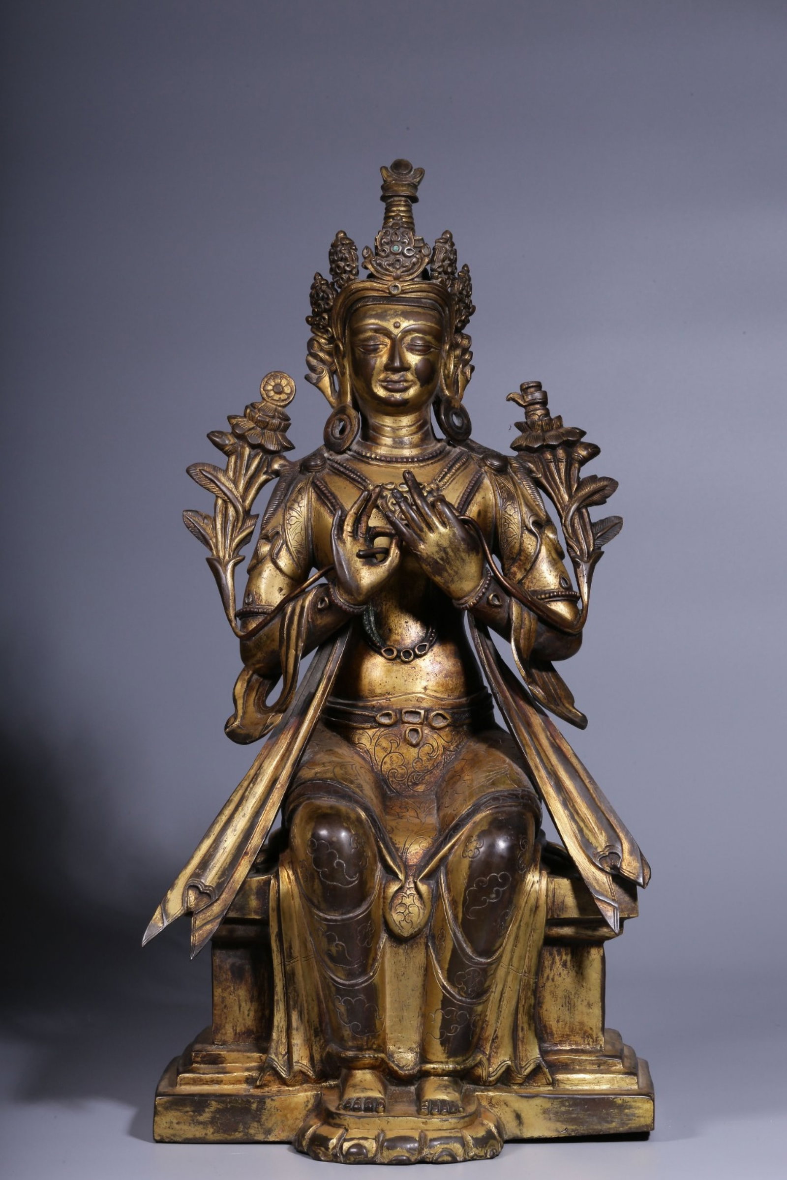 A Rare Gilt Bronze Statue of Maitreya Buddha (1 of 12)