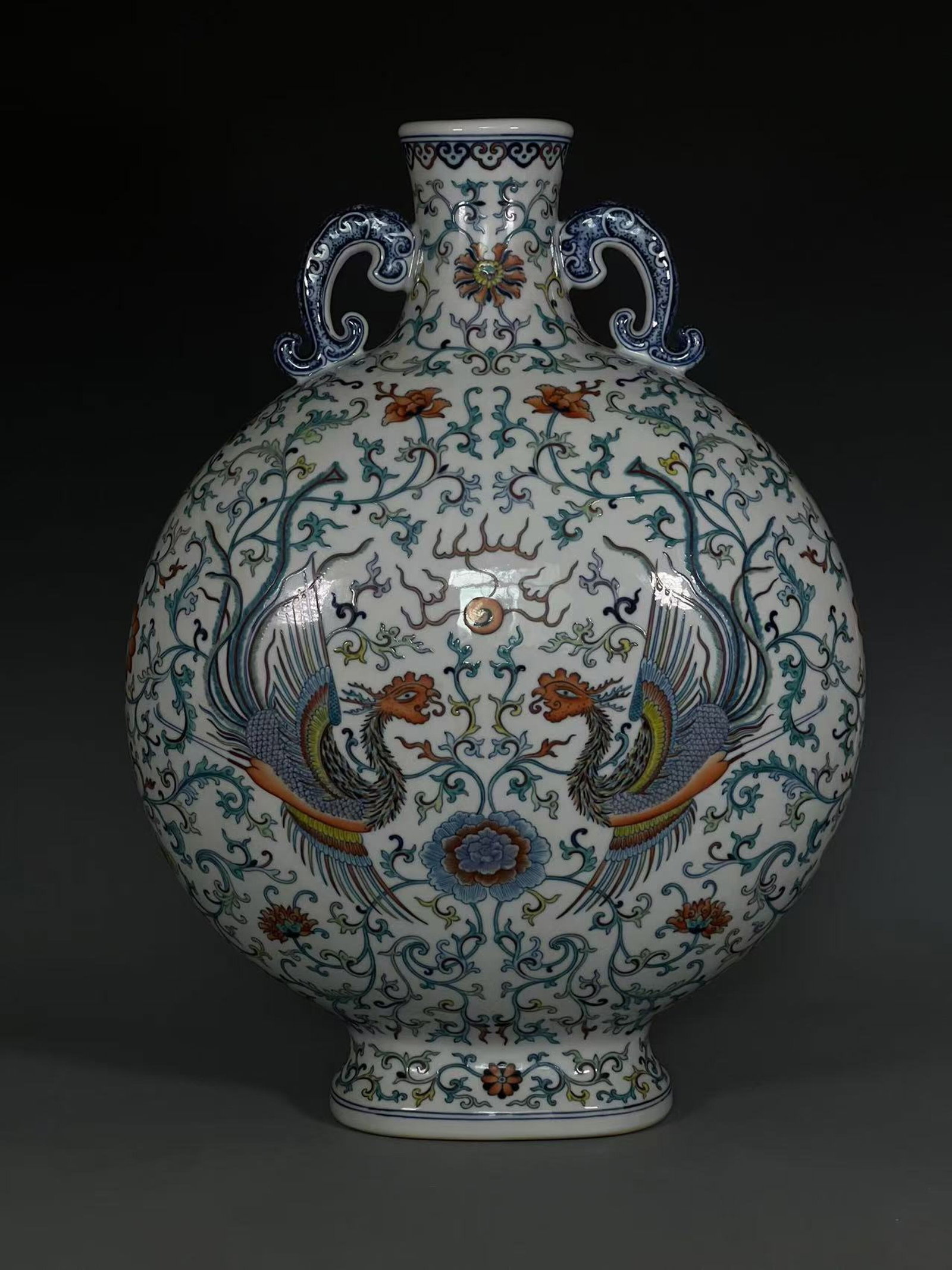 A Huge Doucai Flower and Phoenix Pattern Double-Ears Vase (1 of 9)