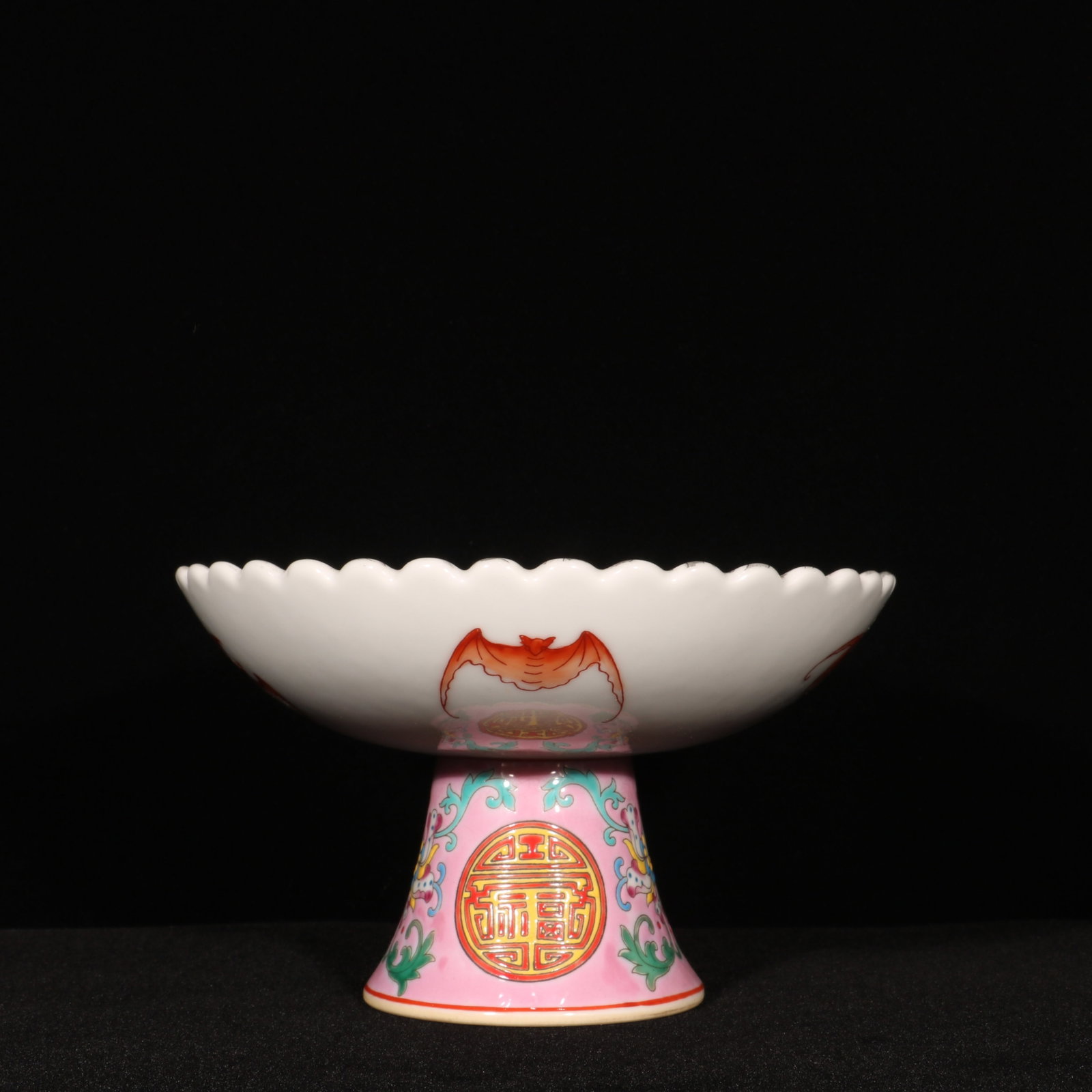 An Exquisite Enamel Ink Color Dragon Pattern Stem Plate: An Exquisite Enamel Ink Color Dragon Pattern Stem Plate,Qing Dynasty,China,Yongzheng Six-character Mark,Size:3.9inx6.5in 珐琅彩墨彩龙纹高足盘