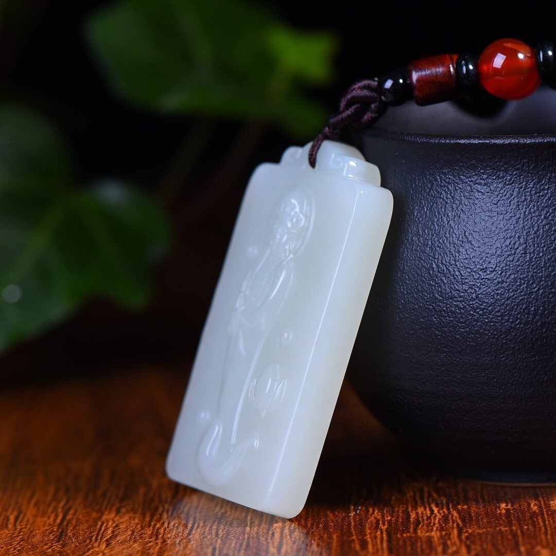 An Exquisite White Jade Sakyamuni Pattern Pendant - 3