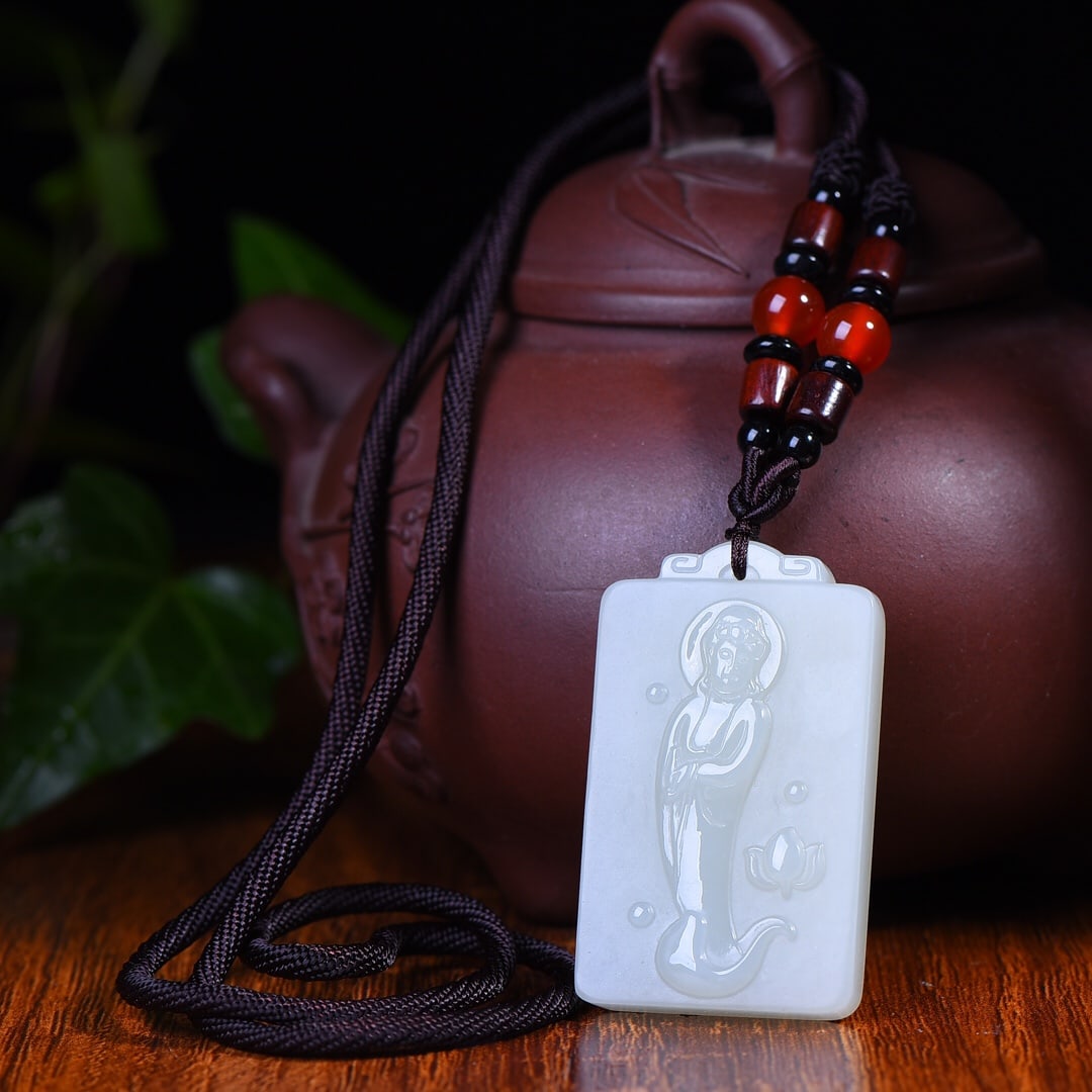 An Exquisite White Jade Sakyamuni Pattern Pendant - 4