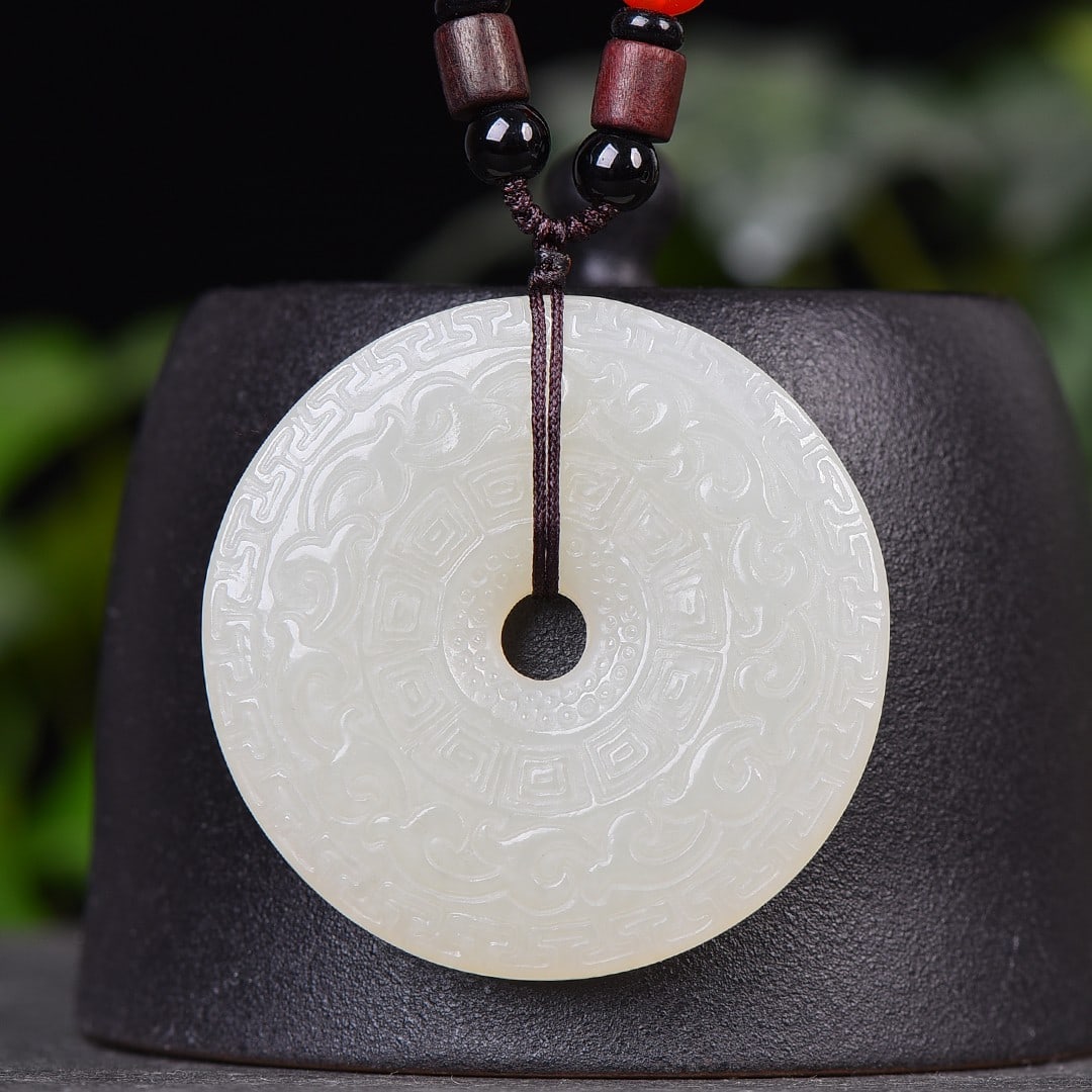 An Exquisite White Jade Pendant: An Exquisite White Jade Pendant,Size:1.9inx1.9in 白玉挂件