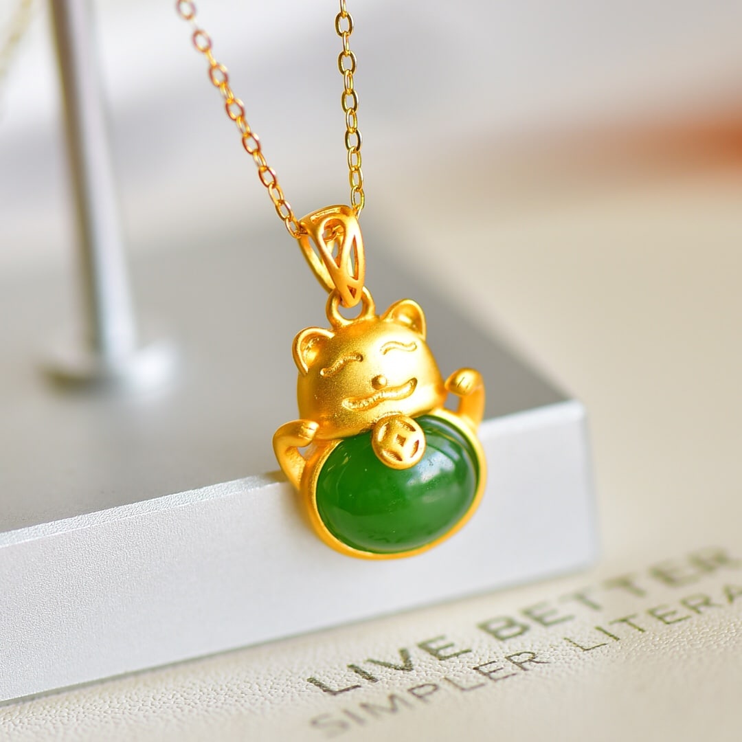 An Exquisite Sterling Silver-Gold Plated Inlaid Jasper Necklace: An Exquisite Sterling Silver-Gold Plated Inlaid Jasper Necklace,Size:0.3inx0.4in 纯银镀金镶碧玉项链