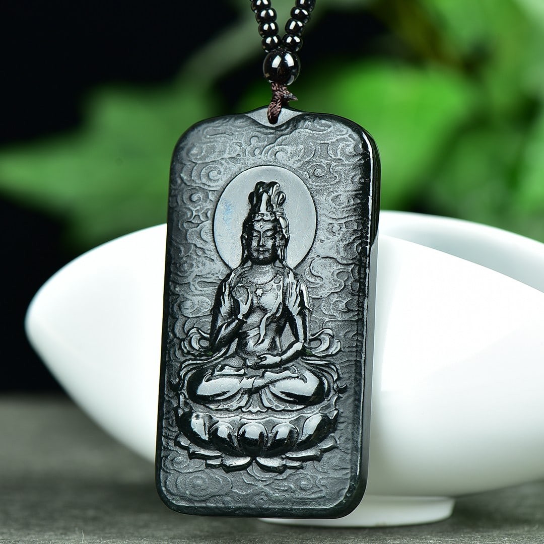 An Exquisite Sapphire Landscape and Avalokitesvara Pattern Pendant: An Exquisite Sapphire Landscape and Avalokitesvara Pattern Pendant,Size:1.3inx2.6in 寓意:吉祥 平平安安 青玉山水观音&
