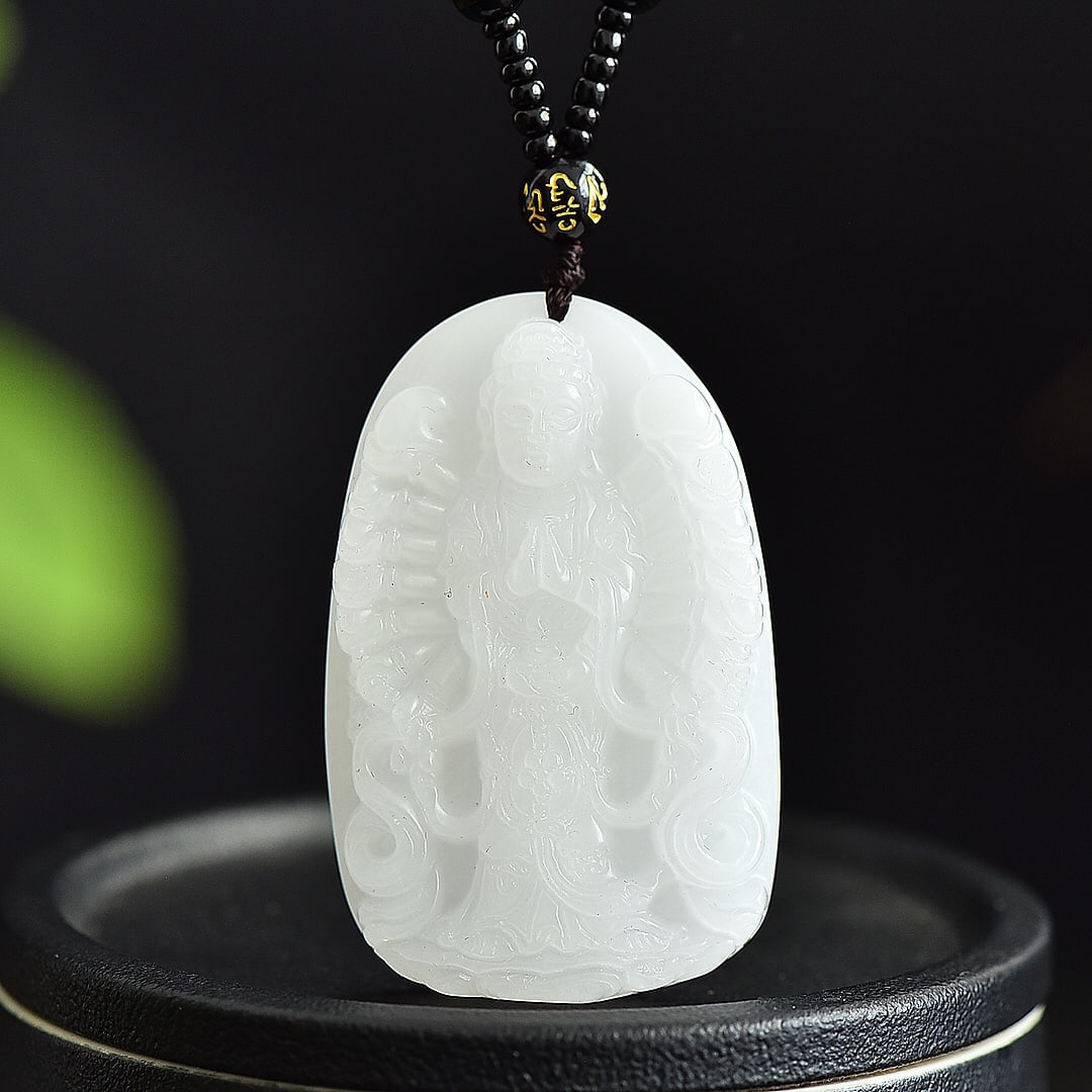 An Exquisite White Jade Buddha Statue Pendant (1 of 5)