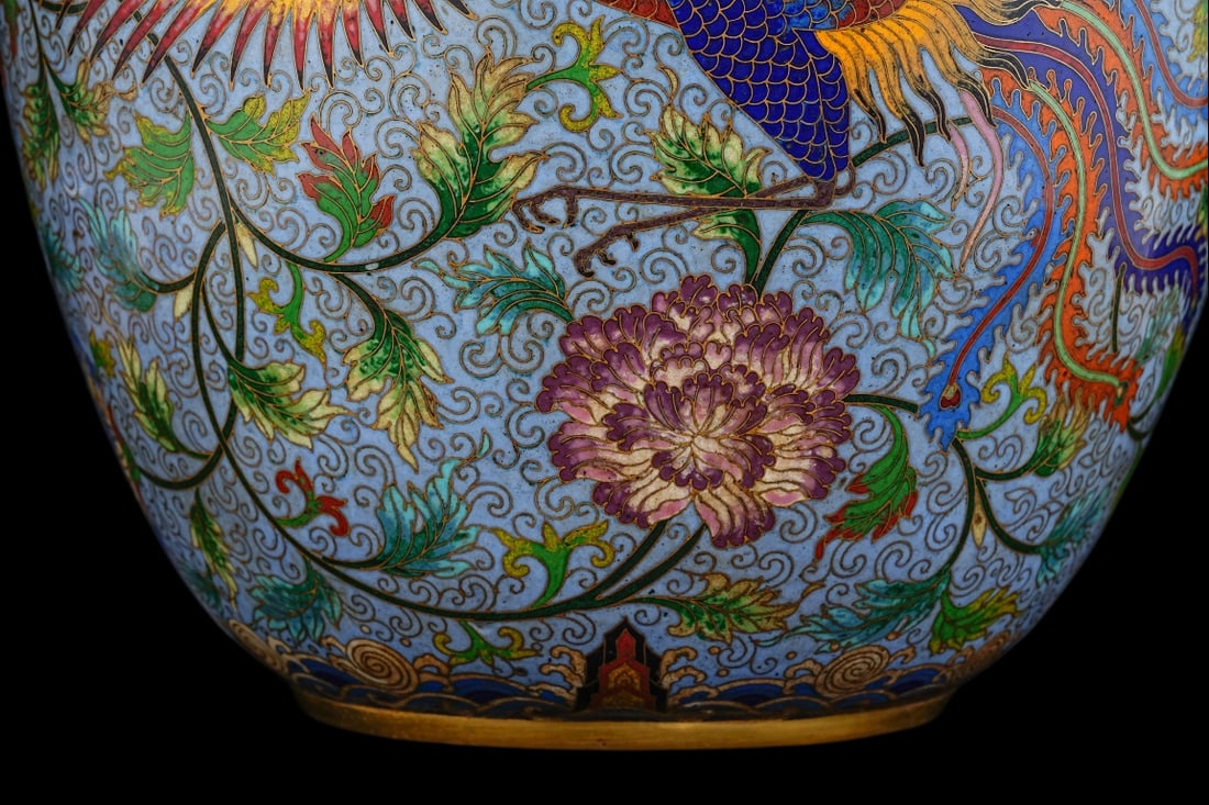 An Exquisite Cloisonne Dragon Phoenix Pattern Lotus Pattern Vase - 7