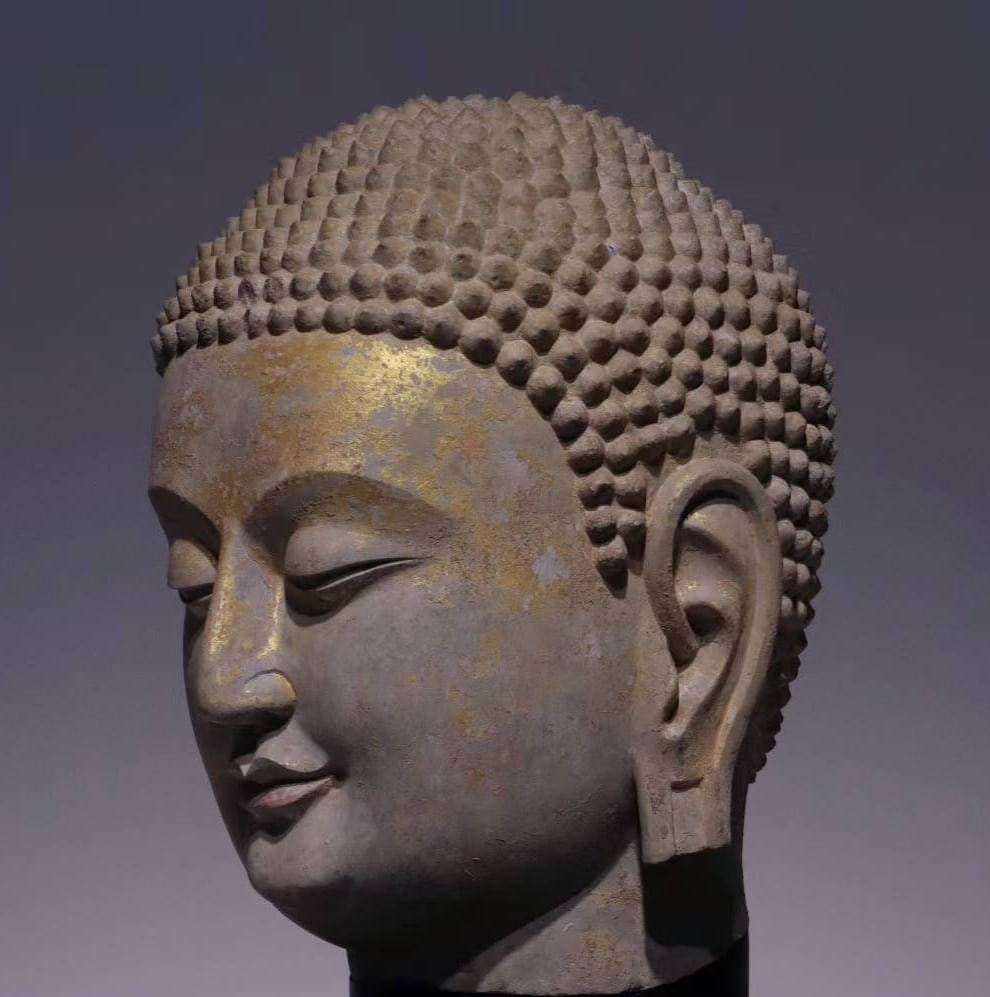 An Exquisite Limestone Statue of Sakyamuni Buddha head - 3