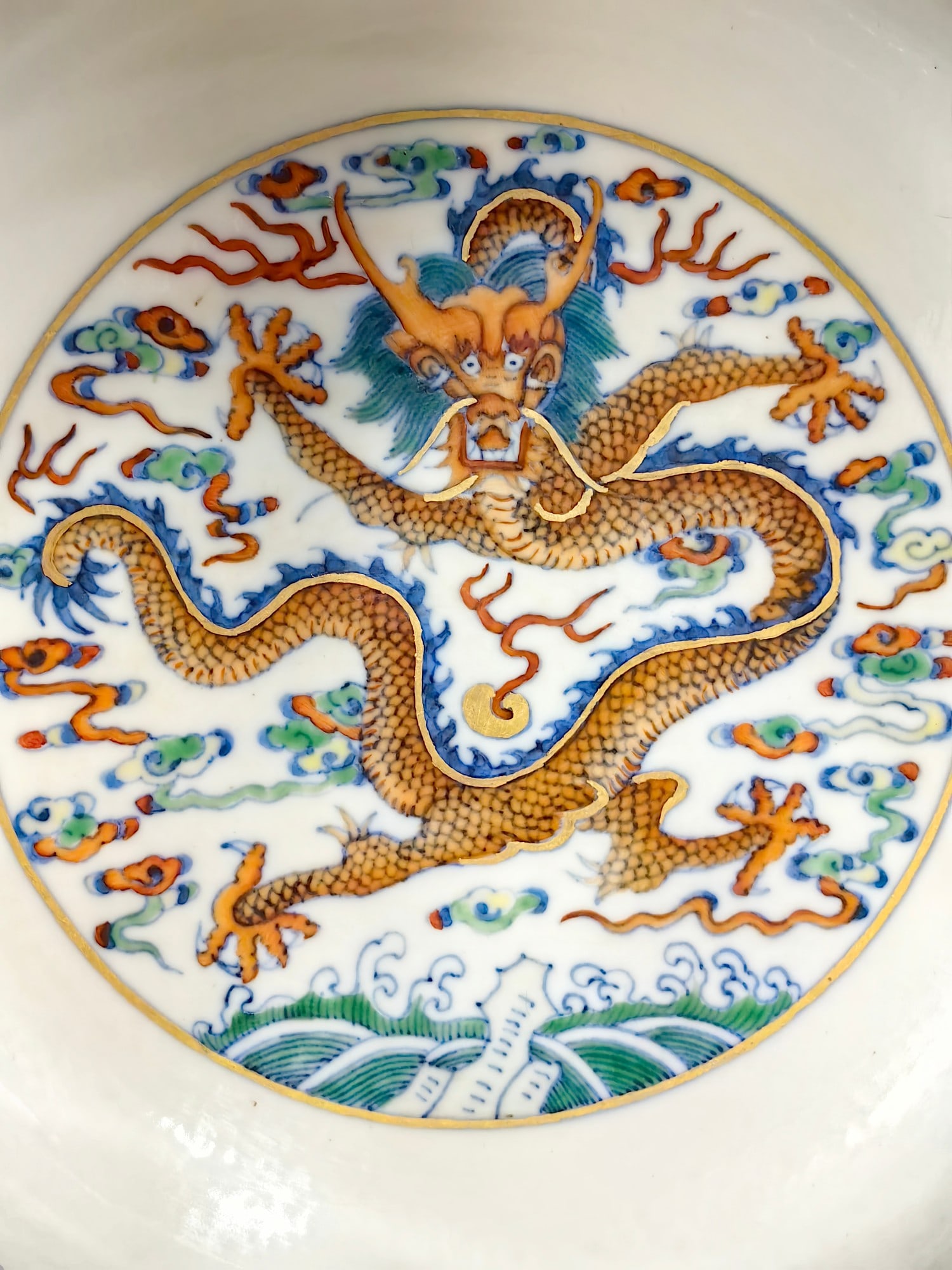 An Exquisite Doucai Dragon Pattern Seawater Pattern Brush Washer - 8