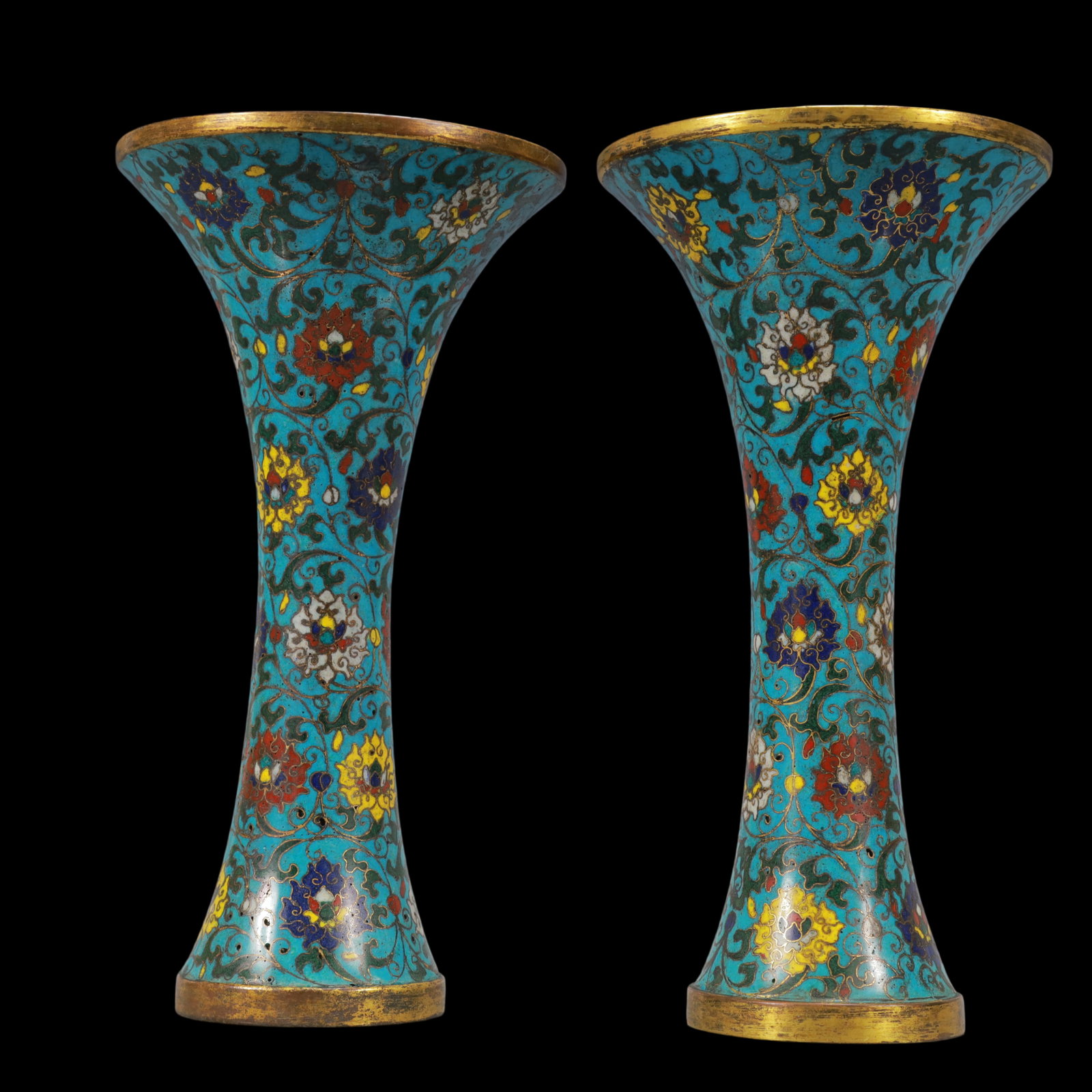 A Exquisite A pair of Cloisonne Lotus Pattern Vase: A Exquisite A pair of Cloisonne Lotus Pattern Vase Ming Dynasty, China Jingtai Four-character Mark Size:8.7inx4.5in